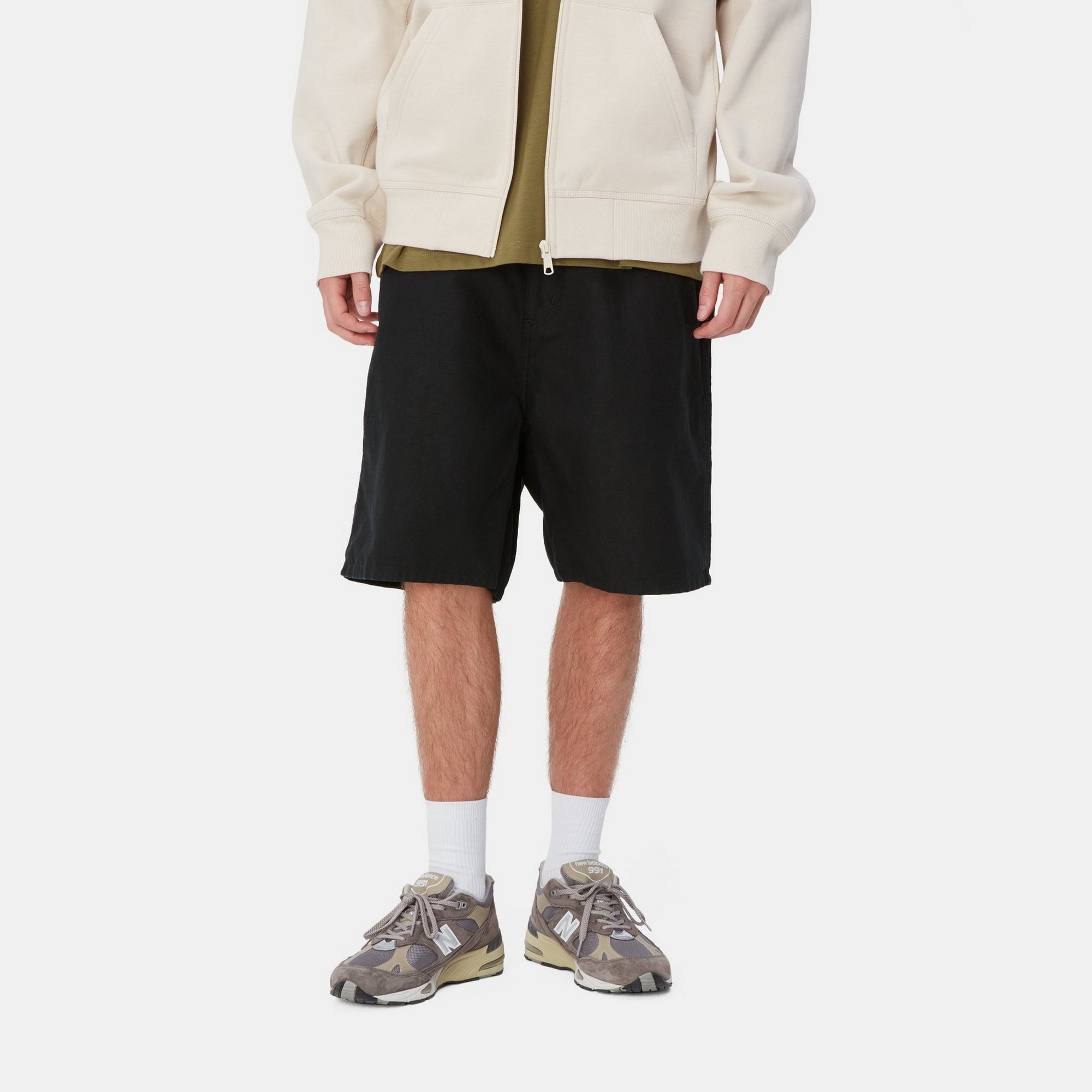 Walter Linen Single Knee Shorts for Men - Breathable Summer Casual Shorts | Black | Perfect for Beach, Gym, and Outdoor Activities