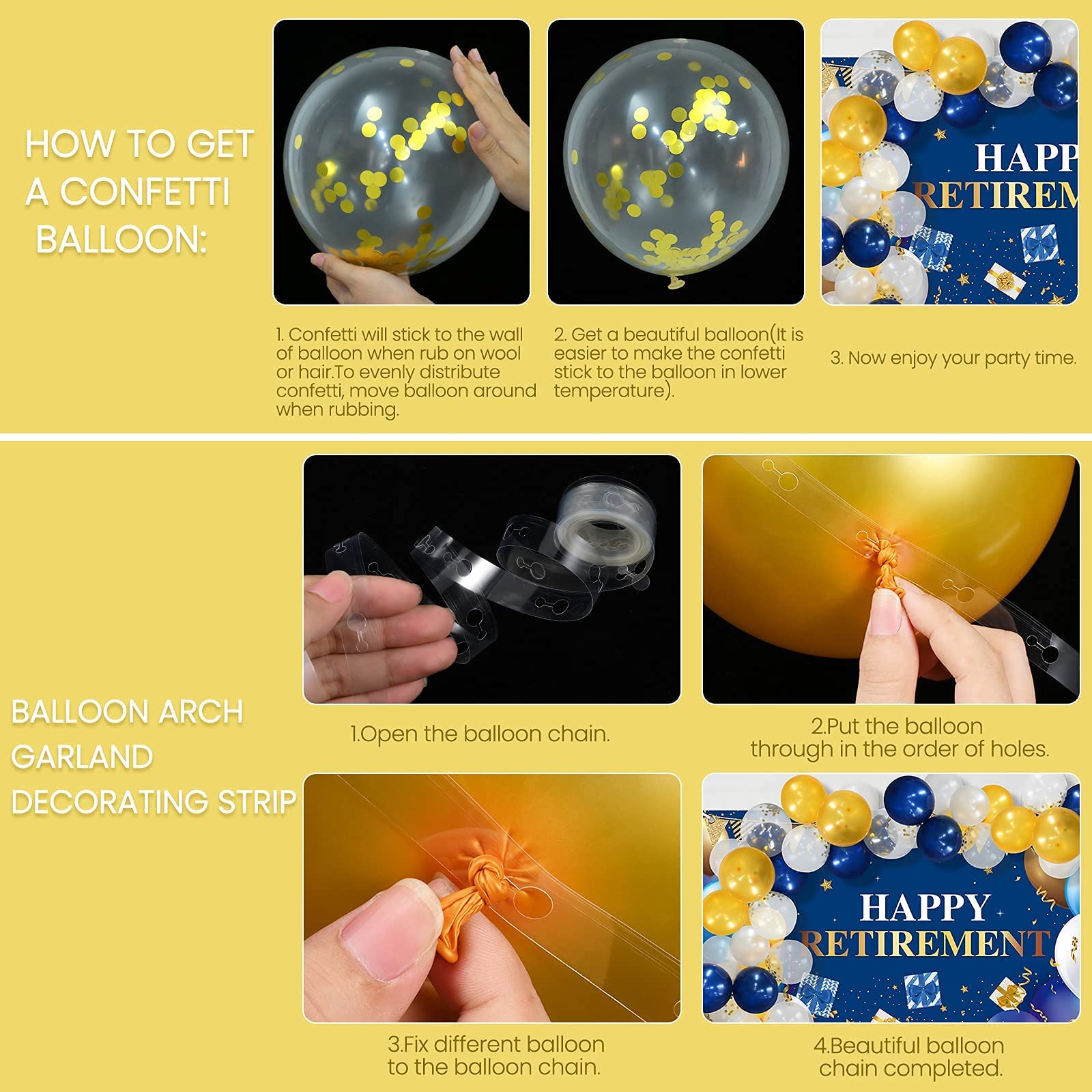 81 Pieces Navy Blue and Gold Retirement Party Decorations Kit - Includes 80 Pieces 12'' Balloons & 1 Large Happy Retirement Backdrop Banner - Perfect Retirement Party Supplies for Women & Men - Ideal for Office Celebrations, Farewell Parties & Milestone Events