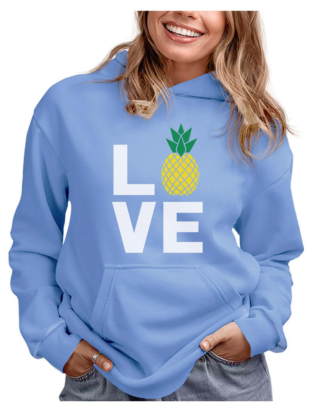 Tstars I Love Pineapples Women's Hoodie - Cute Pineapple Graphic Sweatshirt for Women, Best Gift for Pineapple Lovers - Perfect for Casual Wear, Gifts & Tropical Themed Parties