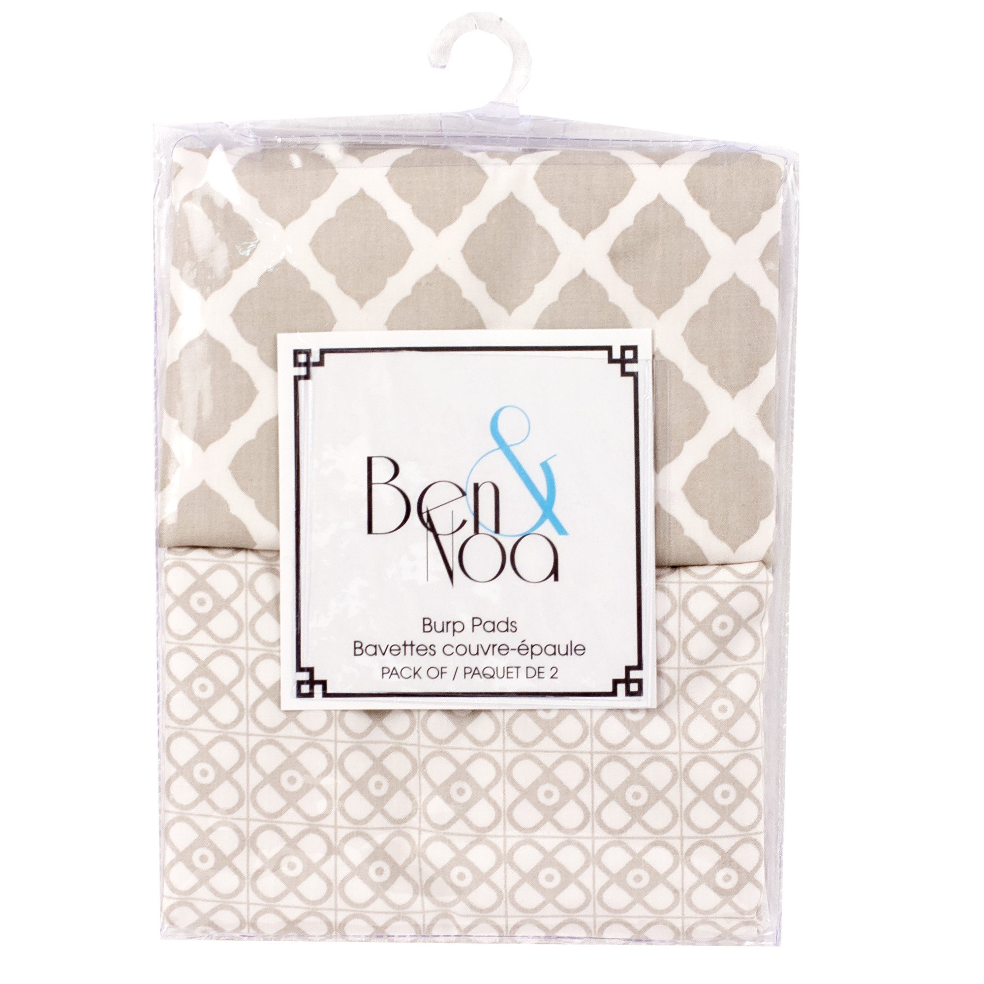Ben & Noa Premium Percale Burp Cloths 2-Pack - Soft Linen Lattice & Mini Print Design - Gentle on Baby Skin - Perfect for Feeding, Burping & Spit-Up Protection