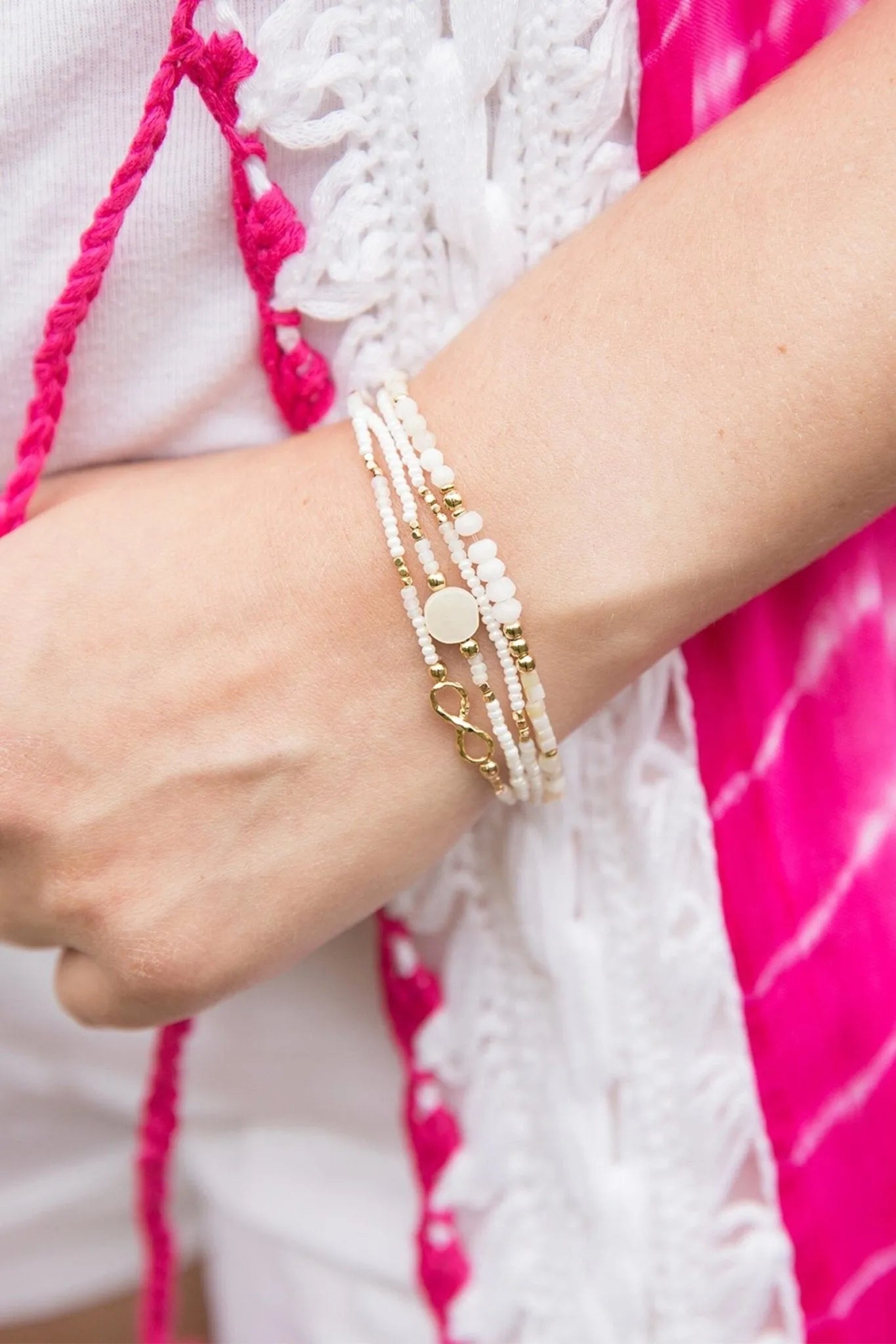 Infinity Beaded Bracelet Set for Women - Elegant Adjustable Crystal Charm Bracelets, Boho Chic Jewelry Gift for Her - Perfect for Parties, Weddings & Everyday Wear