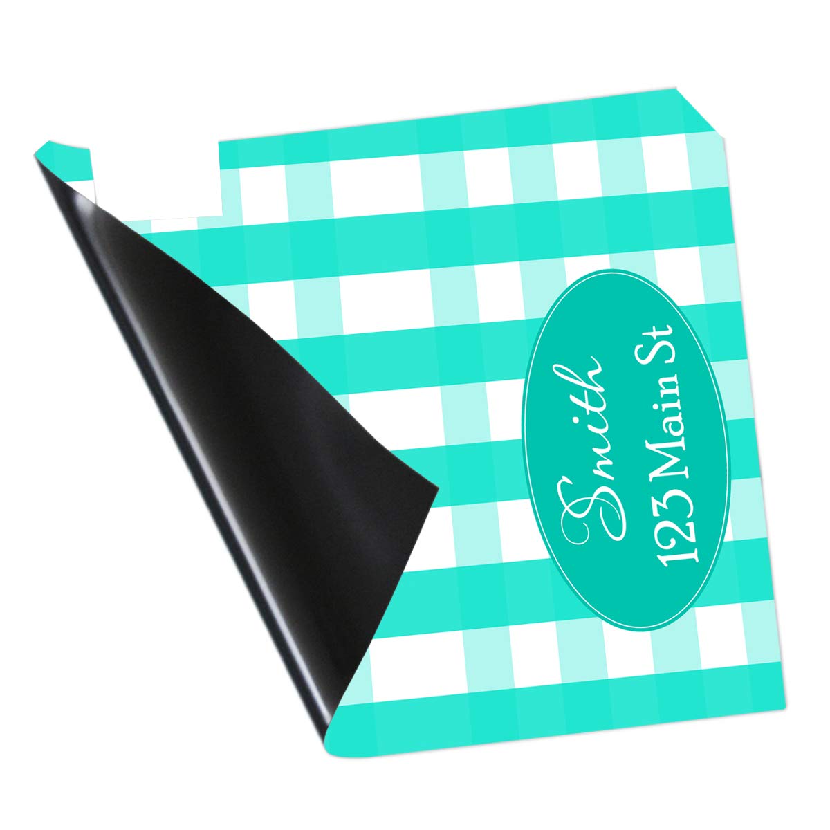 Custom Magnetic Mailbox Cover - Personalized Plaid Mailbox Decor with Strong Magnets - PMBM6 (Turquoise) | Weatherproof Mailbox Accessory for Home, Garden & Front Yard Decoration
