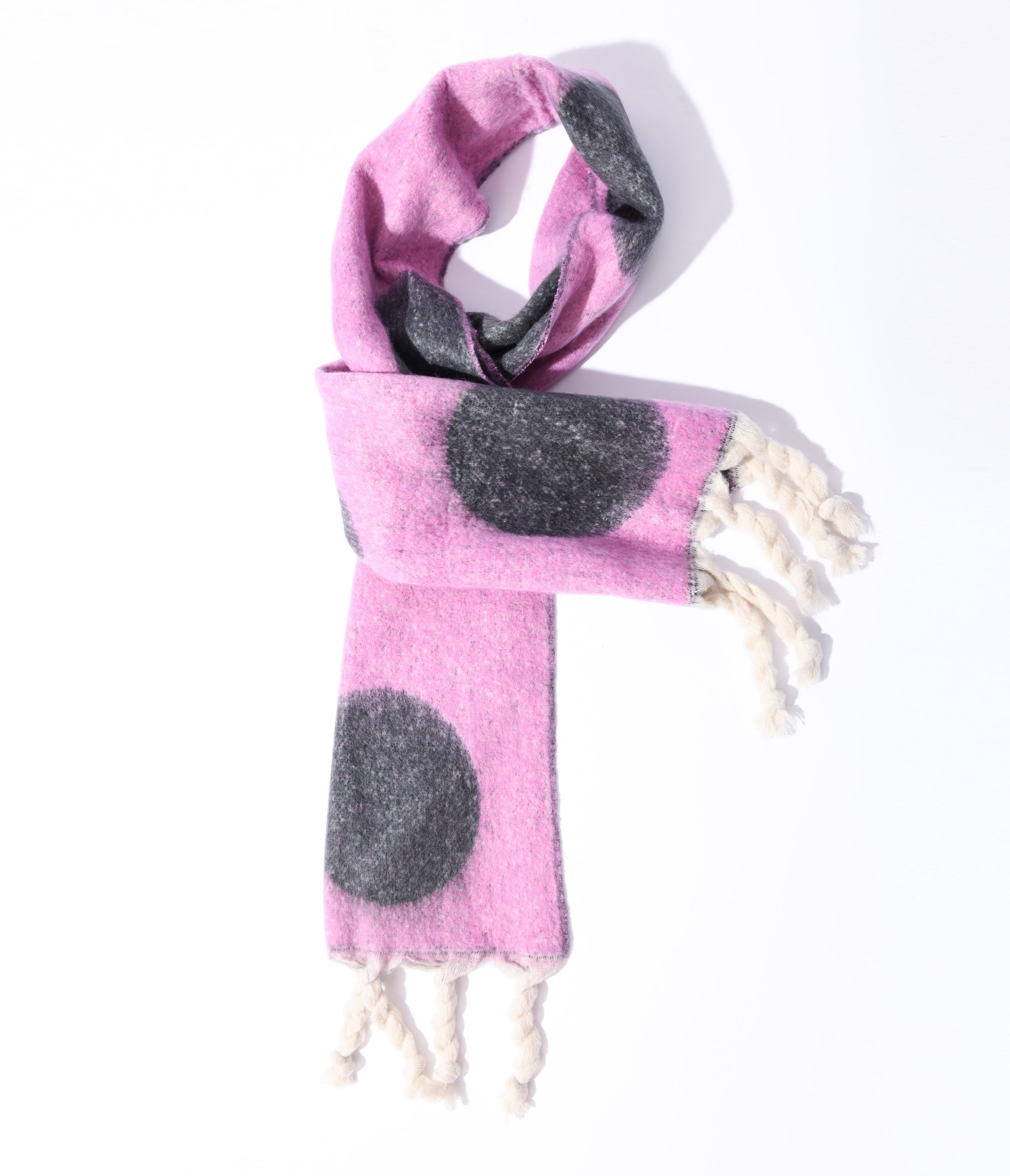 Stylish Pink & Grey Large Polka Dot Scarf for Women - Soft Winter Fashion Accessory - Perfect for Office, Travel and Cold Weather Outfits