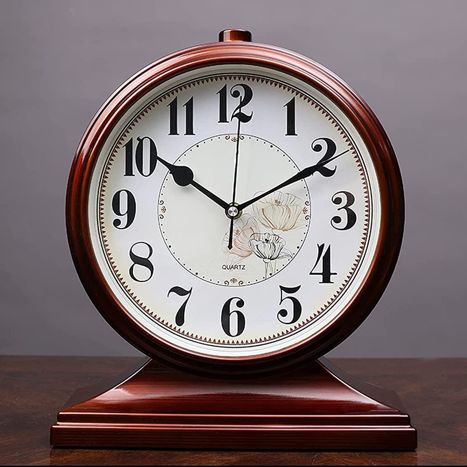 Vintage Retro Battery Operated Silent Tabletop Clock - Arabic Numeral Desk Clock for Living Room, Bedroom, Office & Porch Decor | Perfect for Home, Office & Gift Giving