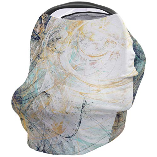 **Retro Oil Painting Baby Car Seat Cover & Nursing Scarf – Stretchy Infant Car Seat Canopy, Breastfeeding Cover – Perfect Baby Shower Gift for New Moms (Ideal for Travel, Outings & Nursing in Public)**