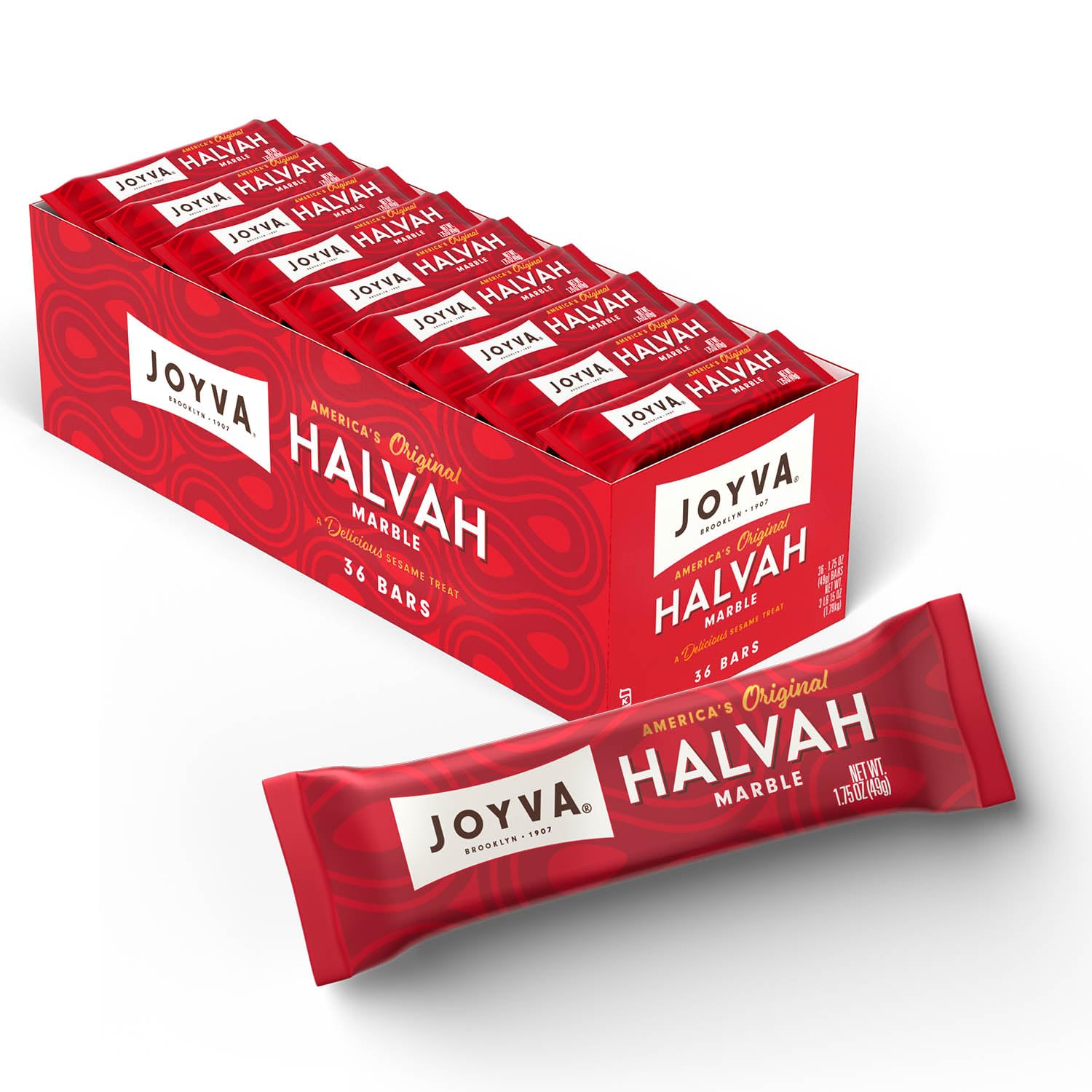 Joyva Halvah – Marble, 1.75oz Pack of 36 | Premium Sesame Candy Snack | Dairy Free, Gluten-Free & Kosher Parve | Handcrafted in Brooklyn | Perfect for Gifts, Parties & Healthy Desserts