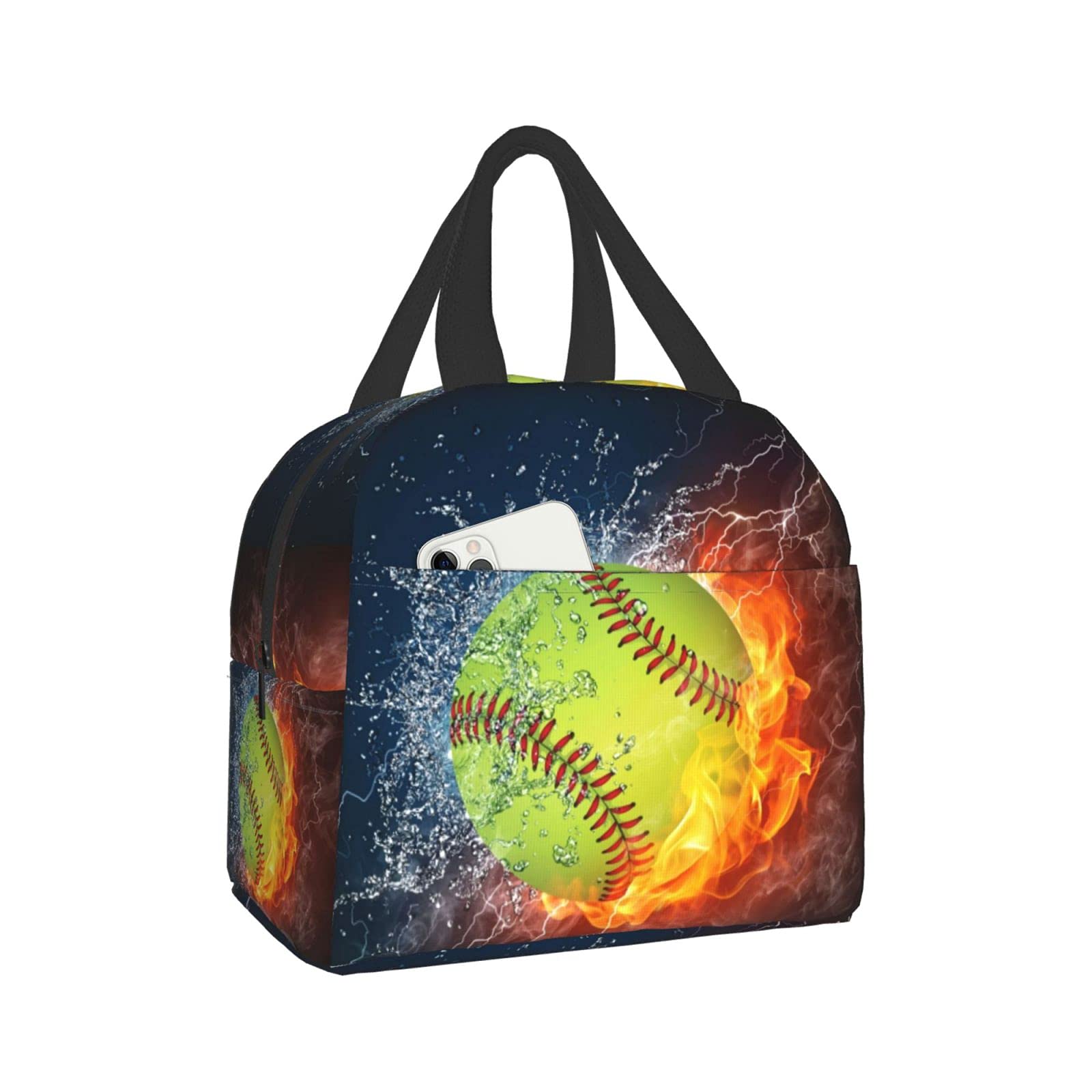 UNKVROL Insulated Lunch Bag for Men, Boys & Teens - Black Medium Cooler Tote for Work, School & Baseball - Portable Reusable Thermos Lunch Box for Adults - Perfect for Office, Picnics & Outdoor Activities