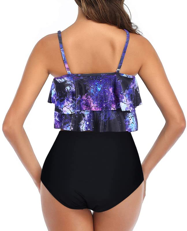 Women's Floral Ruffled Tankini Swimsuits - Tummy Control High Waisted Two Piece Bathing Suit | Modest Swimwear for Beach, Pool & Vacation