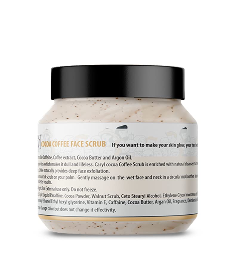 **Caryl 200g Cocoa Coffee Face Scrub – Deep Exfoliating Tan & Dirt Remover for Women & Men | Blackhead & Dead Skin Cleanser | All Skin Types | Paraben & Sulfate Free | Perfect for Daily Skincare & Spa Days**