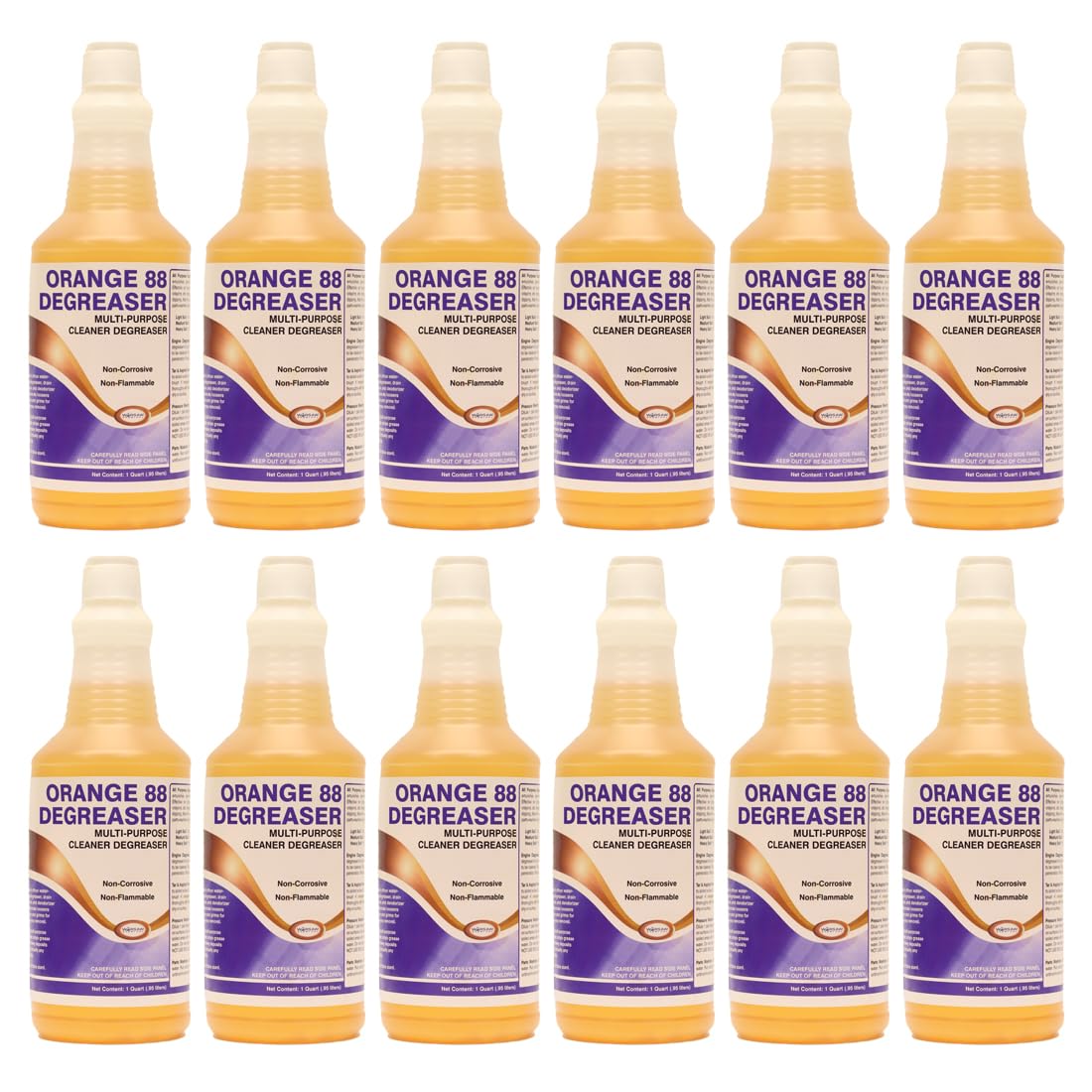 DENCO DISTRIBUTING Warsaw Orange 88 Heavy Duty Degreaser - Industrial Strength Cleaner (12 Quart Bottles per Case) - Perfect for Garage, Workshop, Factory & Commercial Kitchen Deep Cleaning