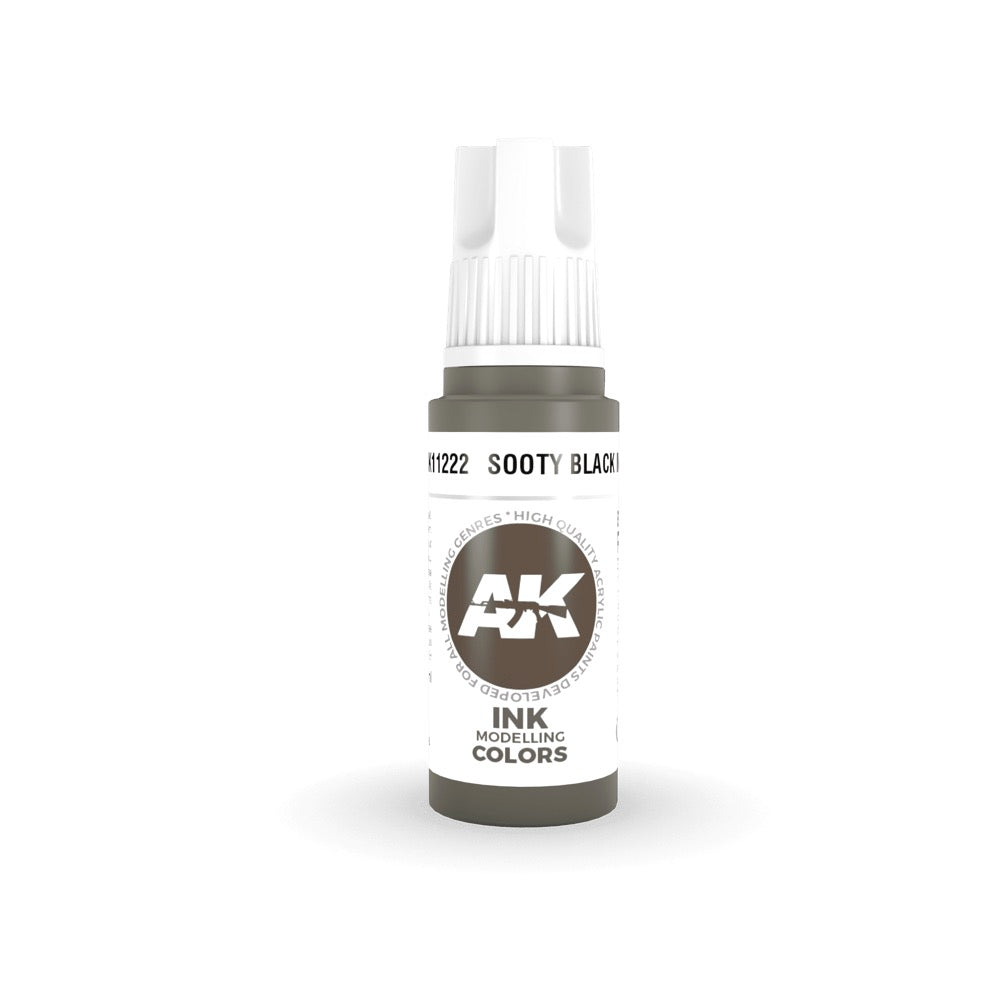 AK Interactive AK11222 Sooty Black Ink 17ml - 3rd Generation Weathering Paint for Model Kits, Miniatures & Dioramas - Perfect for Realistic Rust, Dirt & Grime Effects
