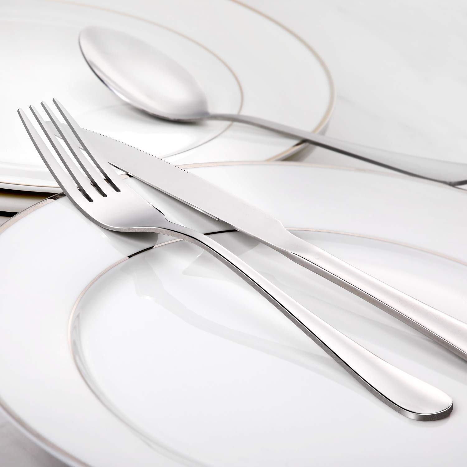 HIWARE 24-Piece Stainless Steel Forks Set - Food Grade 8 Inch Dinner Forks, Dishwasher Safe Silverware for Restaurants, Catering & Home Dining