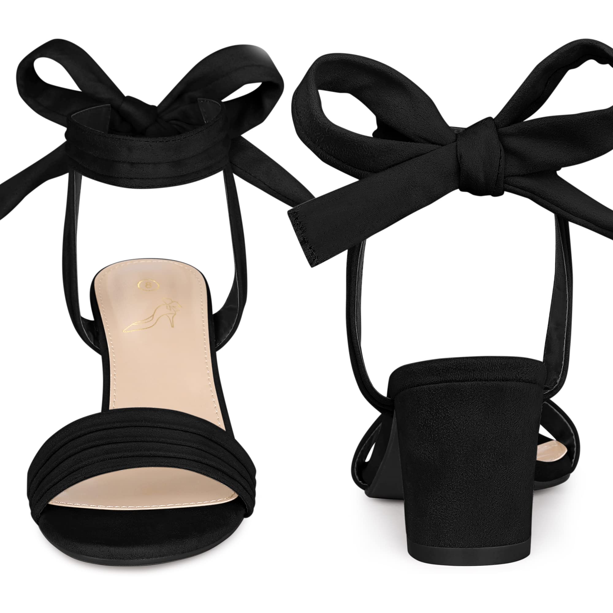 Perphy Women's Pleated Open Toe Lace Up Chunky Heel Sandals - Fashionable Summer Shoes for Parties, Weddings & Date Nights
