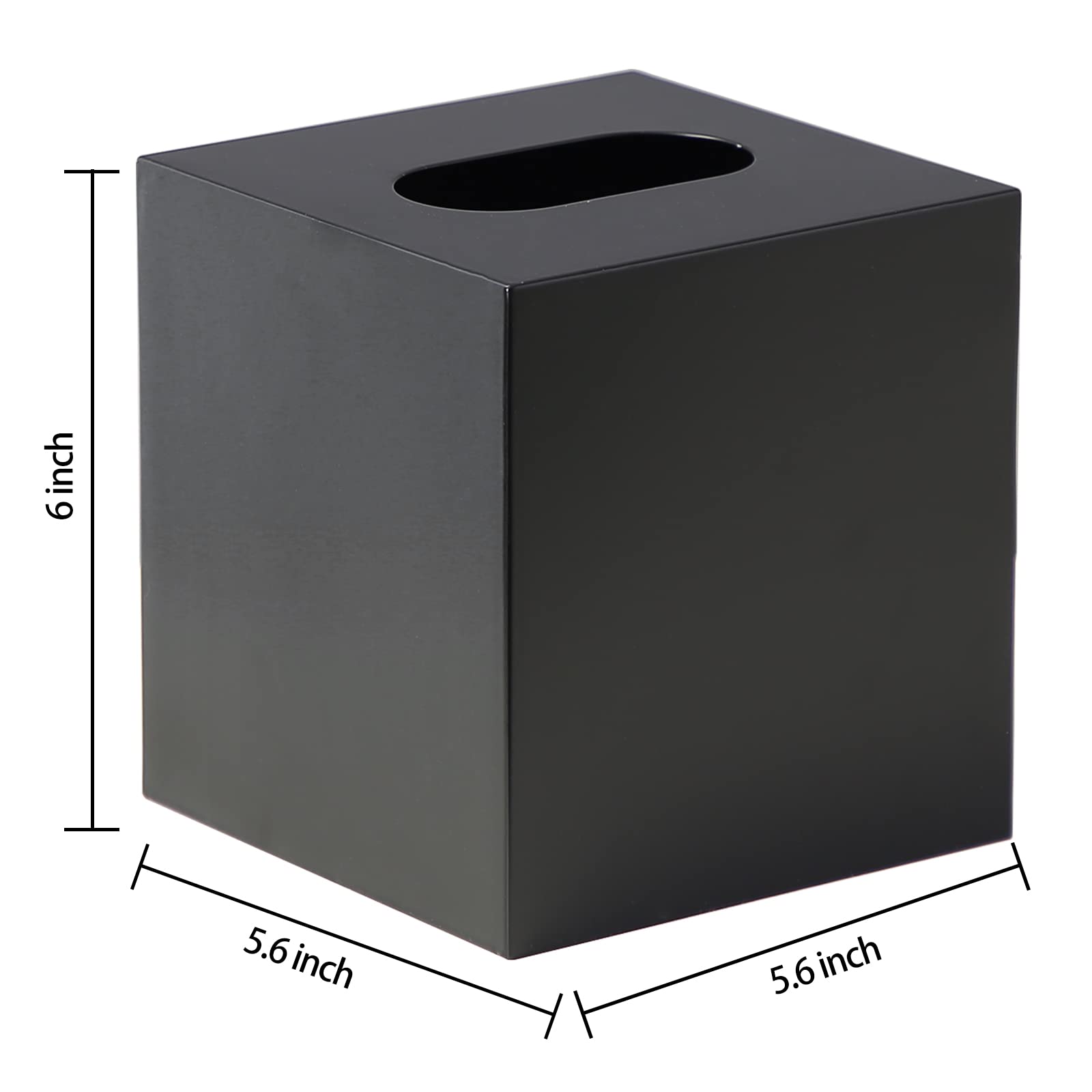 Modern Black Metal Square Tissue Box Cover - Stylish Facial Tissue Holder for Bathroom Vanity, Bedroom Dresser, Nightstand, Desk & Office Decor | Perfect for Home, Office & Gift Giving