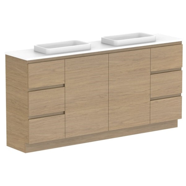 ADP Glacier Pro Ensuite Door and Drawer Trio Vanity with Solid Surface Top - Modern Bathroom Vanity Set with Storage for Home & Hotel Use