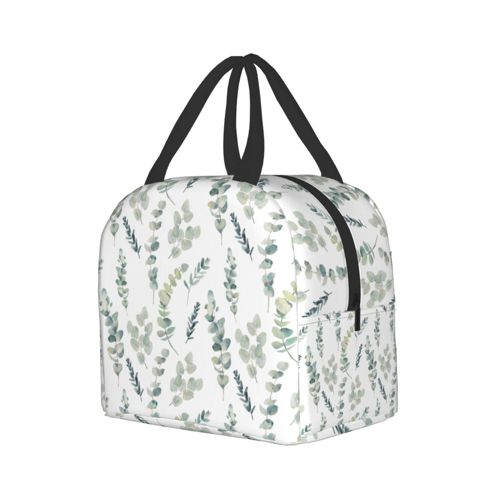 Giwawa Sage Insulated Lunch Bag for Women - Reusable Freezable Cooler Tote with Waterproof Thermal Protection - Perfect for Work, Camping, Travel, Fishing & Picnic - Green Leaf Design