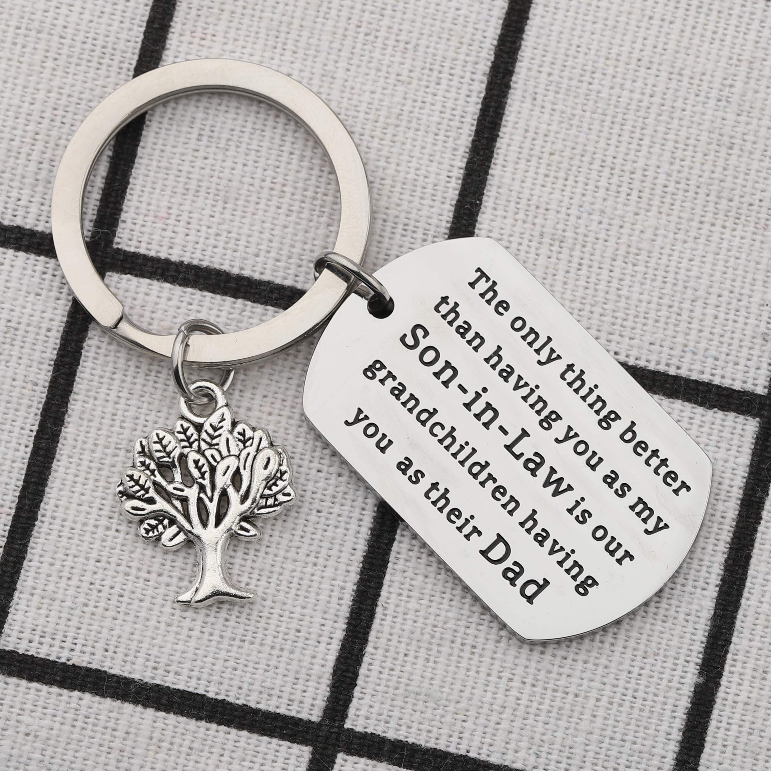 BEKECH Son-in-Law Keychain - Funny Father-in-Law Gift for Wedding, Anniversary & Family Events | Unique 'Better Than Having You As My Son-in-Law' Engraved Keyring for Dad