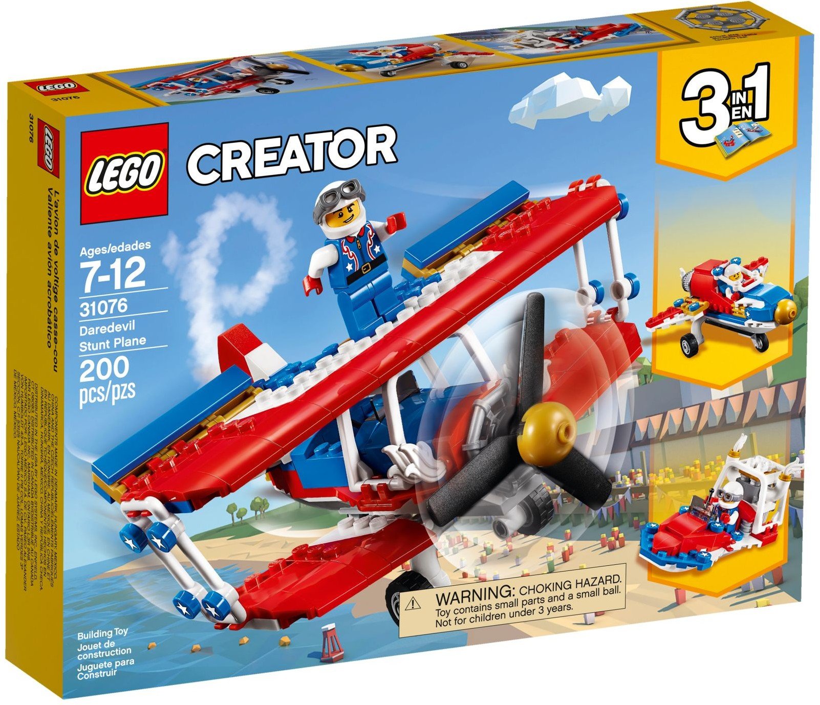 LEGO Creator 31076 High-Risk Stunt Plane Building Kit - 3-in-1 Model Toy for Kids & Adults - Perfect for Creative Play & Aviation Enthusiasts - Great Gift for Birthday & Christmas