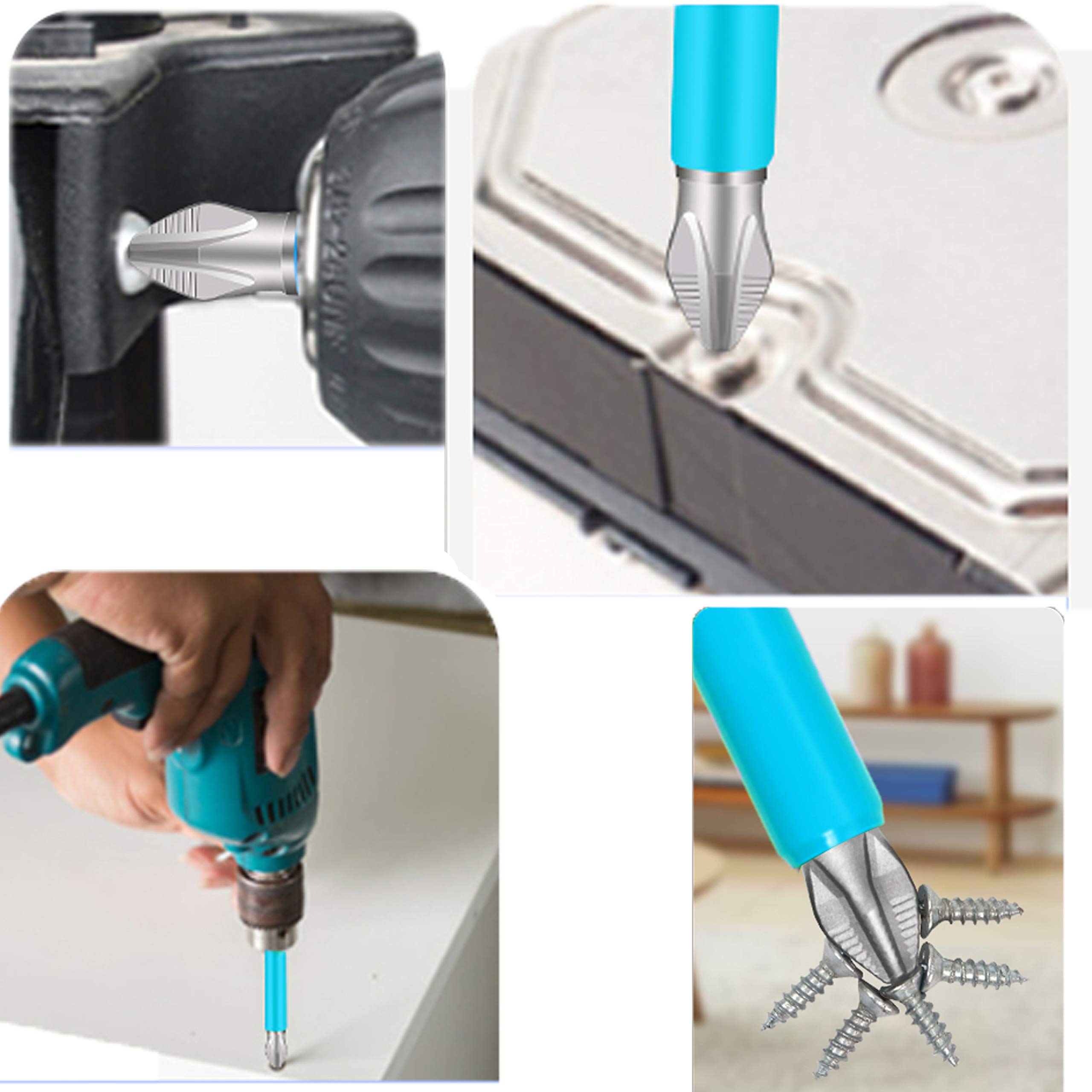 KEWAYO 10Pcs Magnetic Screwdriver Bits Set - PH2 Phillips Head, 2.76 Inch (70mm) Length, 1/4