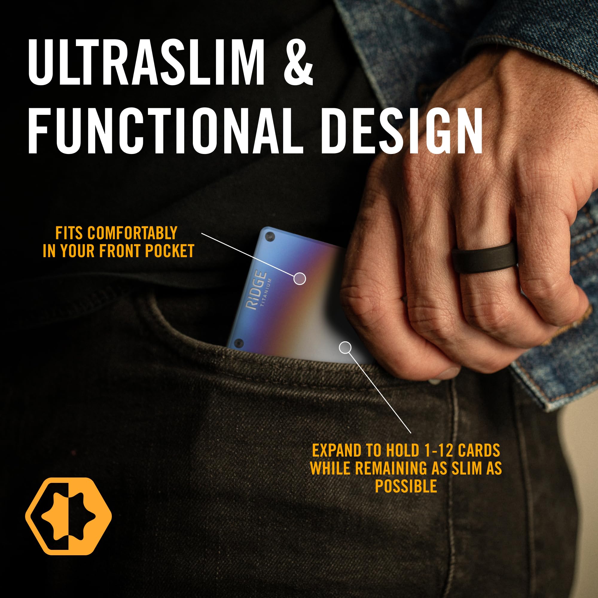 The Ridge Wallets for Men - Slim Minimalist RFID Blocking Front Pocket Wallet & Card Holder (Burnt Titanium) - Perfect for Travel, Business & Everyday Carry
