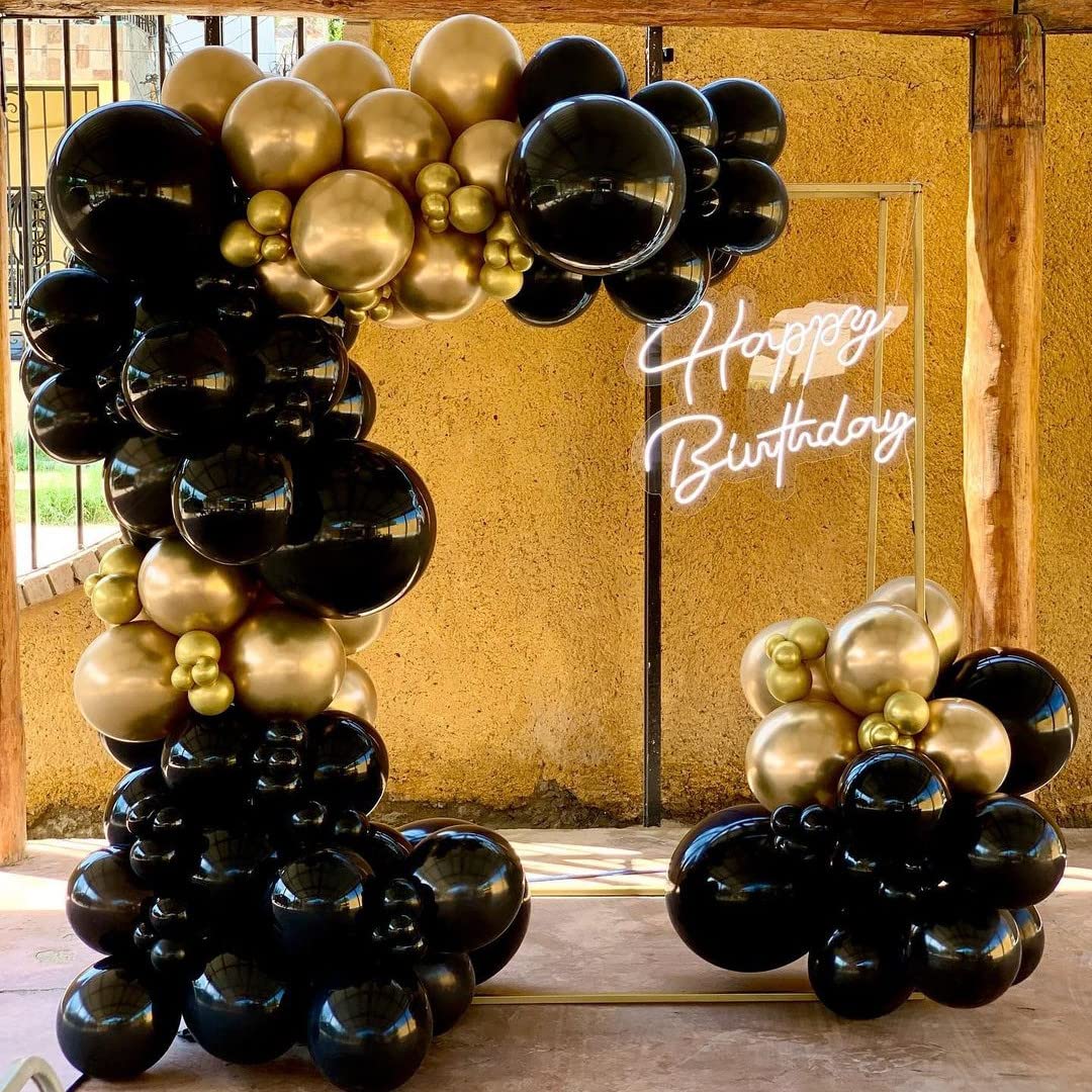 Black and Gold Balloon Garland Arch Kit - 148pcs Graduation Party Decorations for 2023 Graduation Ceremony, Photo Backdrop & Celebration Decor