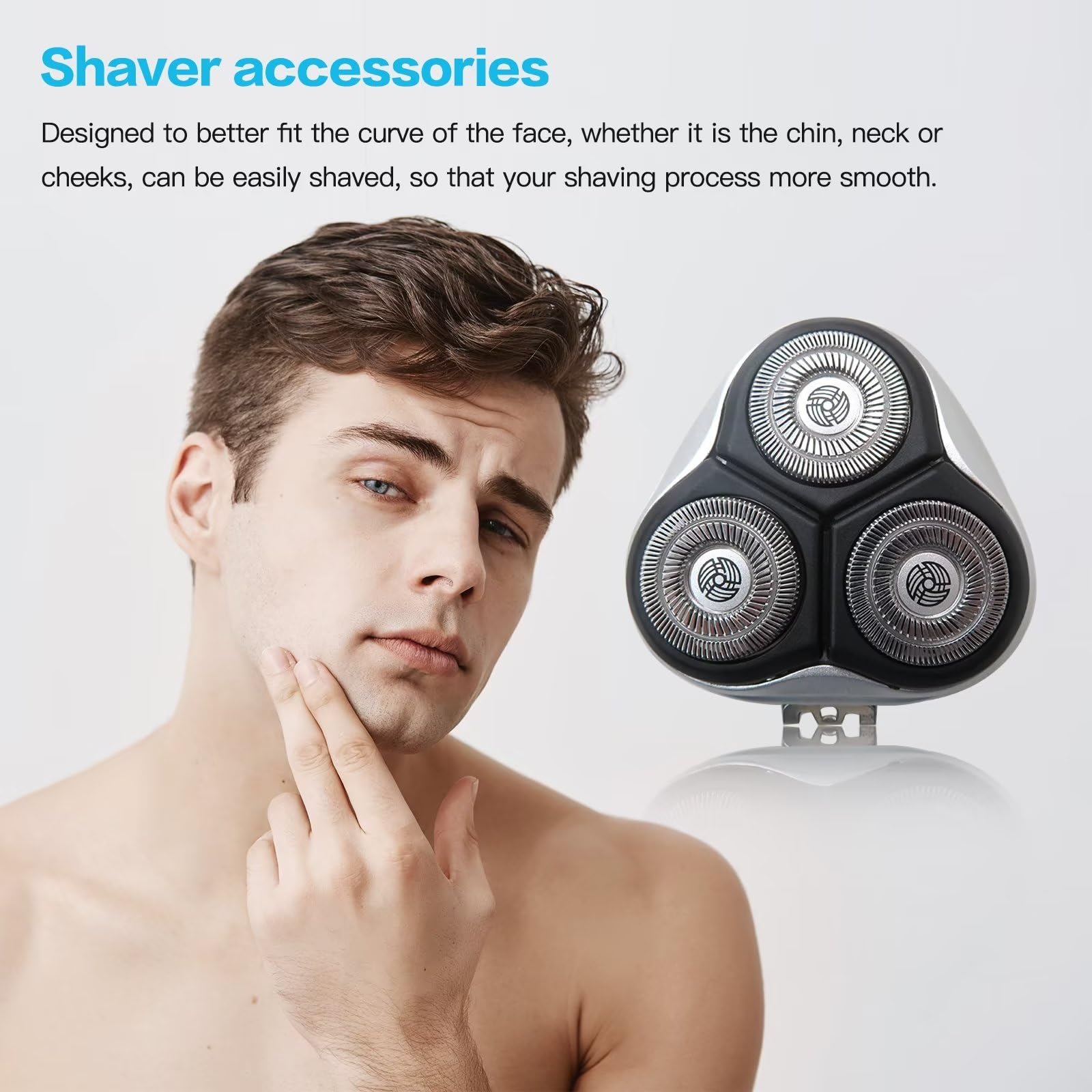 3-Pack SW-S7105 Replacement Shaver Heads & Blades for Philips Norelco Rotary Electric Razors - Waterproof Wet/Dry Use with Cleaning Brush - Ideal for Travel, Home & Gym Grooming