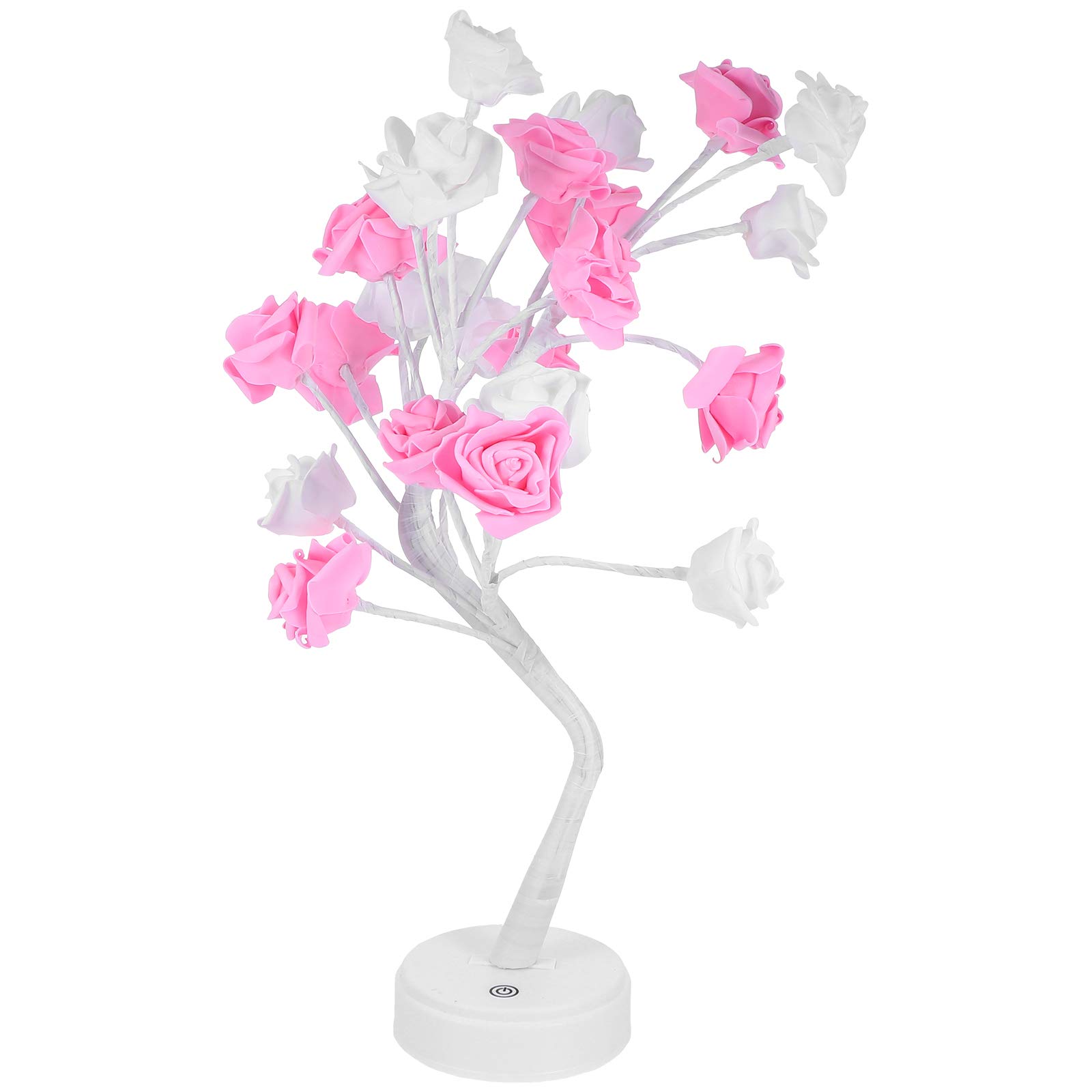 SOLUSTRE Rose Tree Lights - 24 LED Table Lamp for Bedroom, Study Desk, Wedding Decor, Office - Dual Purpose Decorative Night Light with PVC Rose Bush Design - Perfect for Romantic Ambiance, Gift Giving & Home Decor