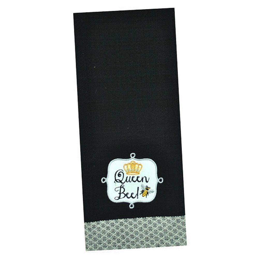 DESIGN IMPORT INDIA Queen Bee Dish Towel - Premium Cotton Kitchen Towel for Drying Dishes, 1 Piece - Perfect for Farmhouse, Cottagecore & Bee-Themed Kitchen Decor