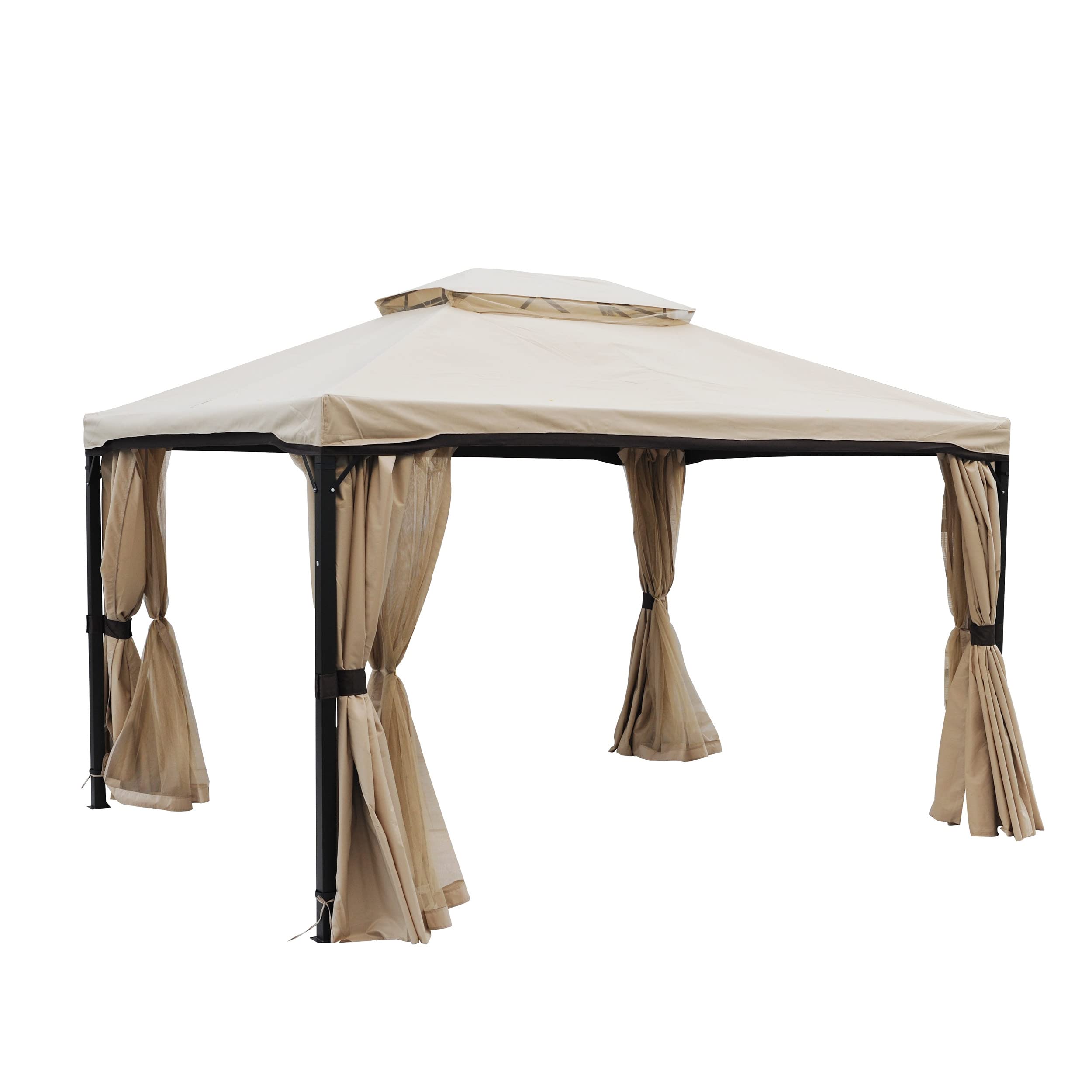 Christopher Knight Home Skyline Gazebo in Black & Beige - Outdoor Patio Canopy for Backyard, Garden, and Poolside Relaxation