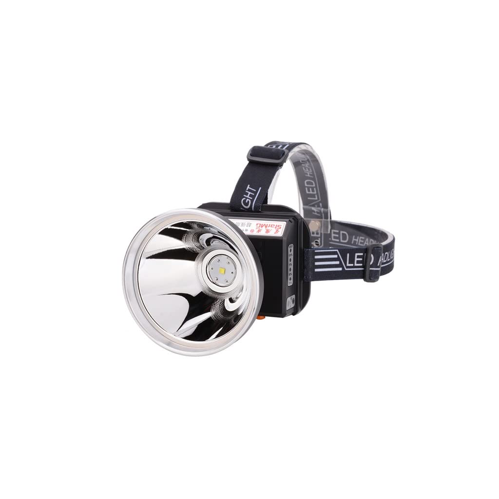 High-Powered LED Headlamp with Rechargeable Lithium Battery - 1000 Lumens Waterproof Headlight for Fishing, Mining, Camping & Outdoor Adventures (Black) - Perfect for Night Hiking, Emergency Use & Hands-Free Lighting