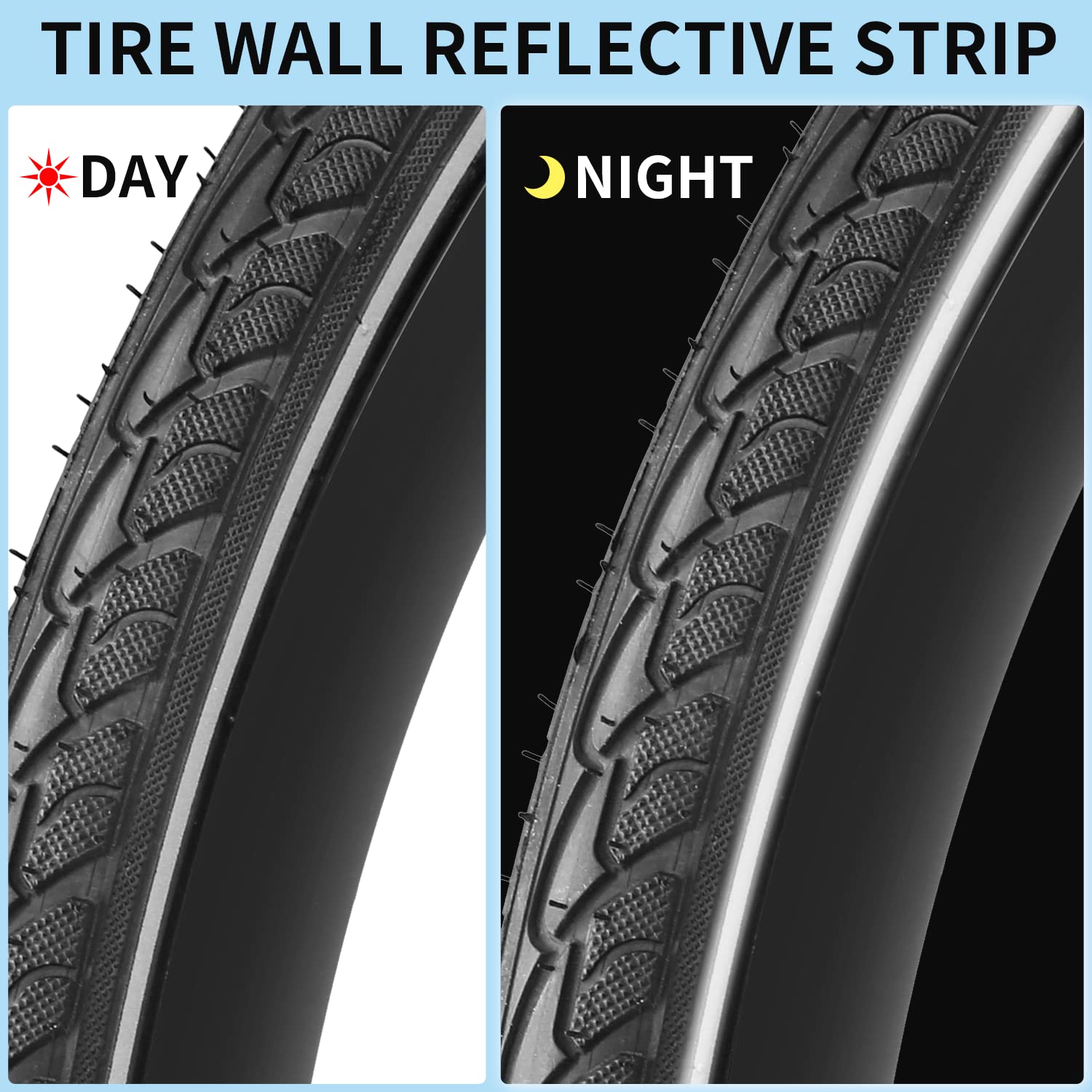 SIMEIQI 700x35C Bike Tires with Reflective Sidewall - Foldable Bicycle Tires for Road & Hybrid Bikes - Perfect for Commuting, Touring & Urban Cycling