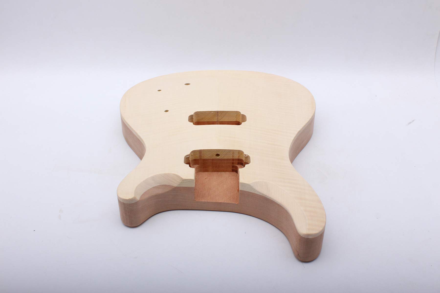 Premium Mahogany & Flame Maple Electric Guitar Body Replacement Set with HH Pickup Holes - Ideal for DIY Guitar Upgrades & Custom Builds