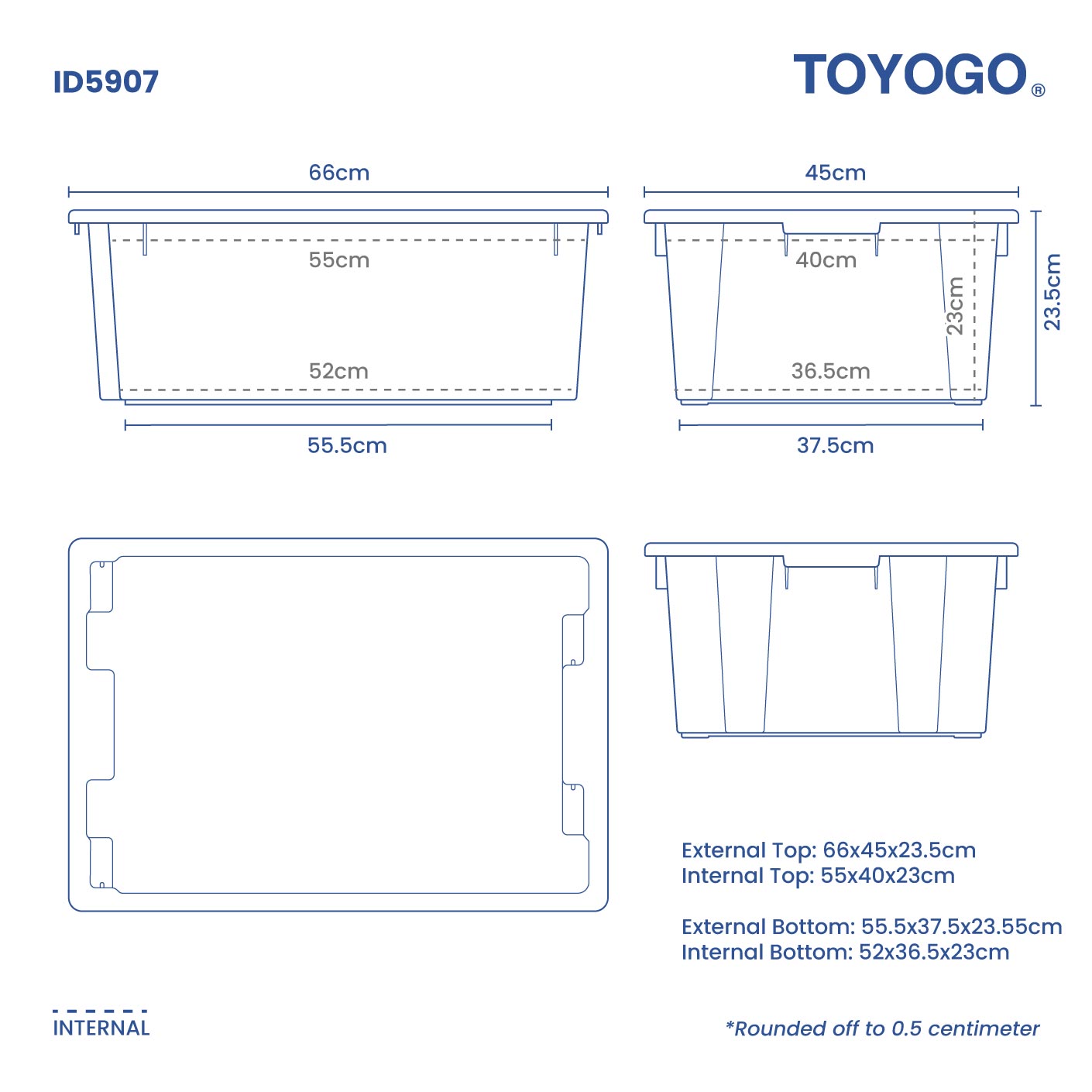 Heavy Duty Industrial Plastic Storage Container - Large Durable Stackable Bins for Warehouse, Garage & Workshop Organization (ID5907) - Perfect for Tool Storage, Parts Organization and Bulk Item Handling