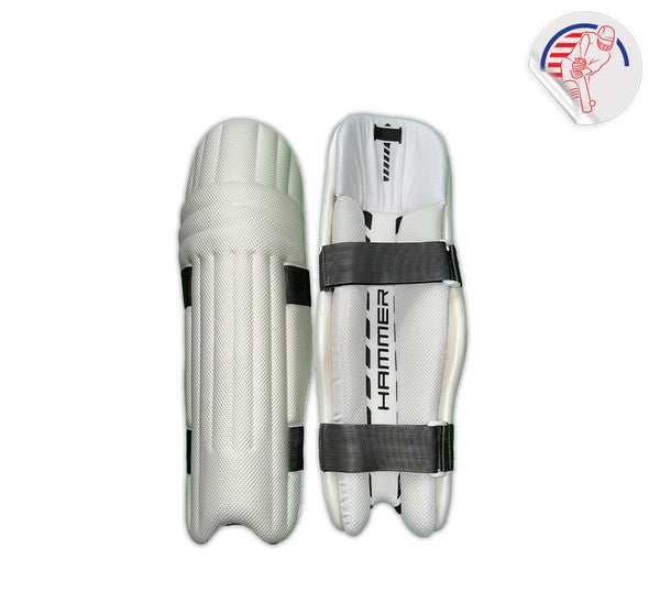 Hammer Junior Moulded Batting Pad 2024 - White Cricket Protective Gear for Youth Players | Perfect for Practice & Matches