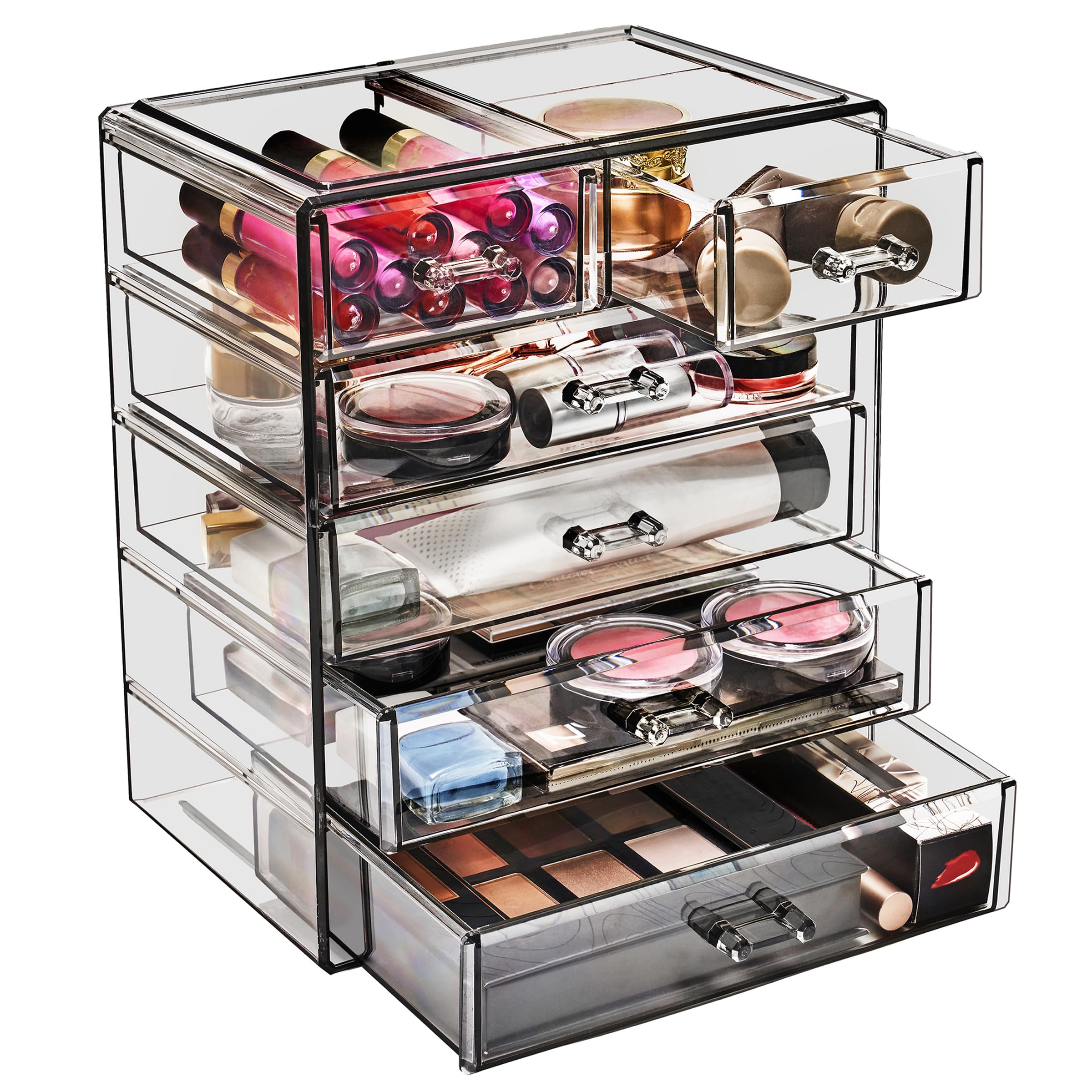 Sorbus Clear Acrylic Makeup Organizer with 4 Large & 2 Small Drawers - Cosmetic Storage Case for Makeup, Jewelry & Beauty Accessories - Perfect for Vanity, Bathroom, College Dorm, Closet & Desk Organization (Ideal for Daily Beauty Routine & Travel)