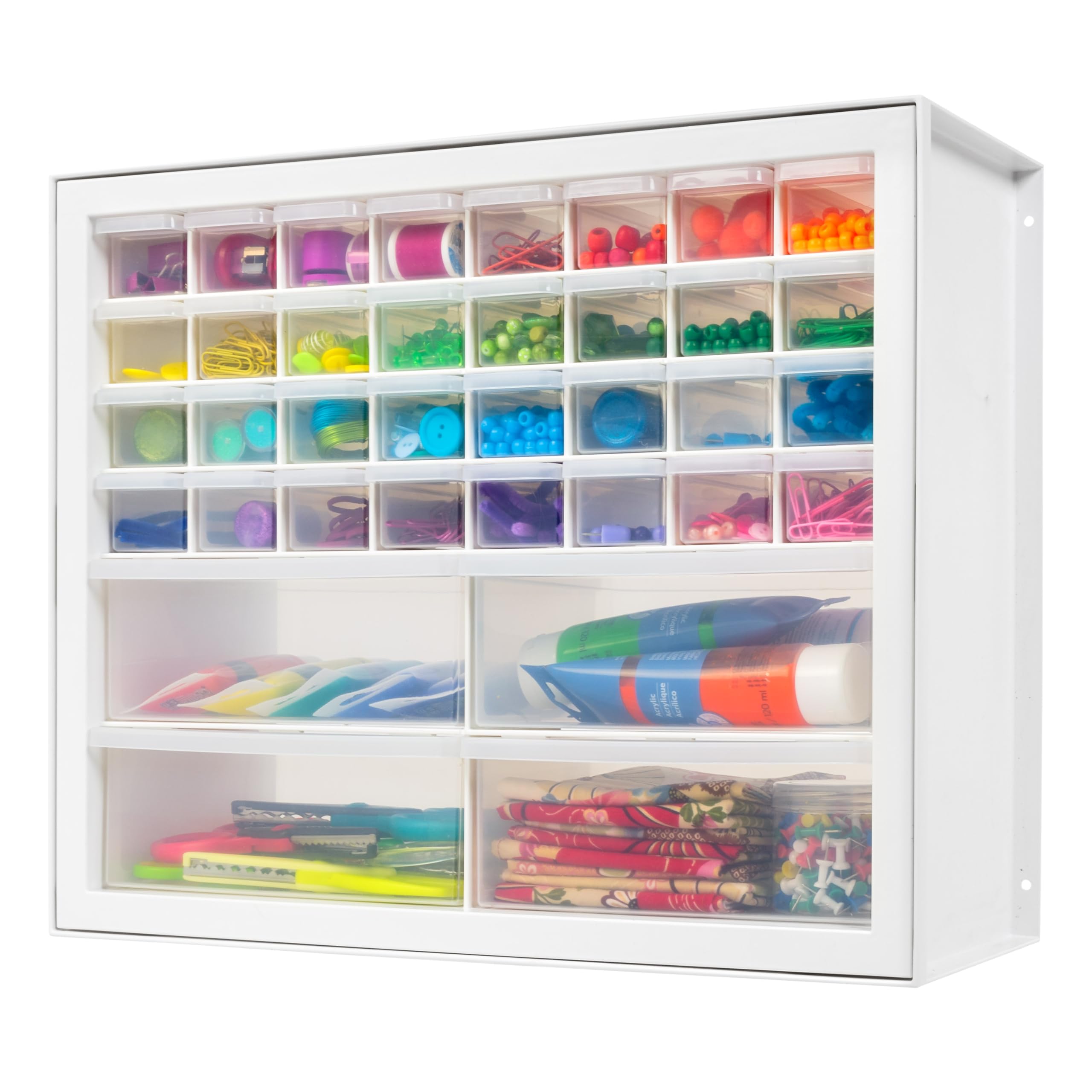 IRIS USA 36-Drawer Small Parts Organizer Cabinet - Screw, Nut, Bolt & Electronic Component Storage for Garage, Workshop, Craft Room & Office - White Tool Chest for Hardware, Beads, Scrapbooking & Hobby Supplies