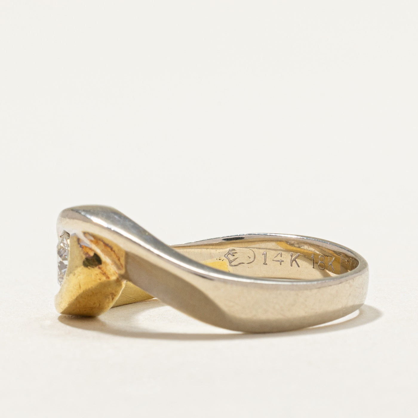 Two Tone Gold Diamond Wave Ring - 0.36ct Diamond Engagement Ring for Women - Size 7.5 - Perfect for Anniversary, Wedding, or Valentine's Day Gift
