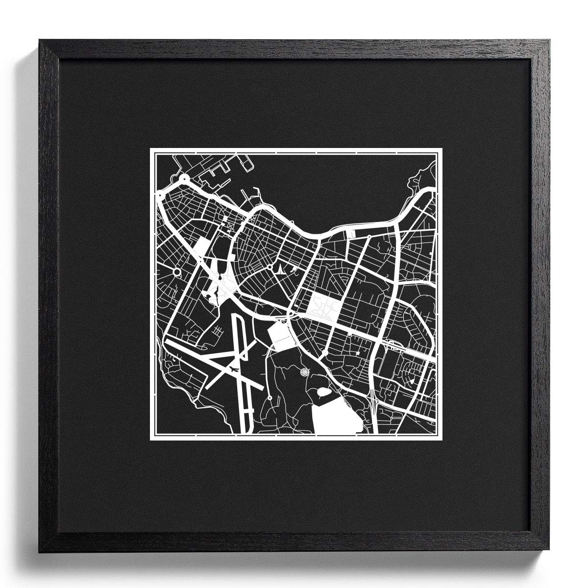 Reykjavik Paper Cut Map - 12x12 Inches White Paper Art Wall Decor for Home, Office & Gift Giving