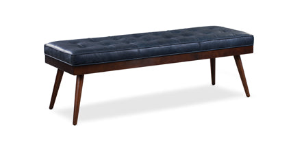 Luca Leather Bench - Modern Upholstered Storage Ottoman with Tufted Design for Living Room, Bedroom, or Entryway - Durable Faux Leather Seat with Sturdy Wooden Legs - Perfect for Extra Seating, Footrest, or Stylish Home Decor