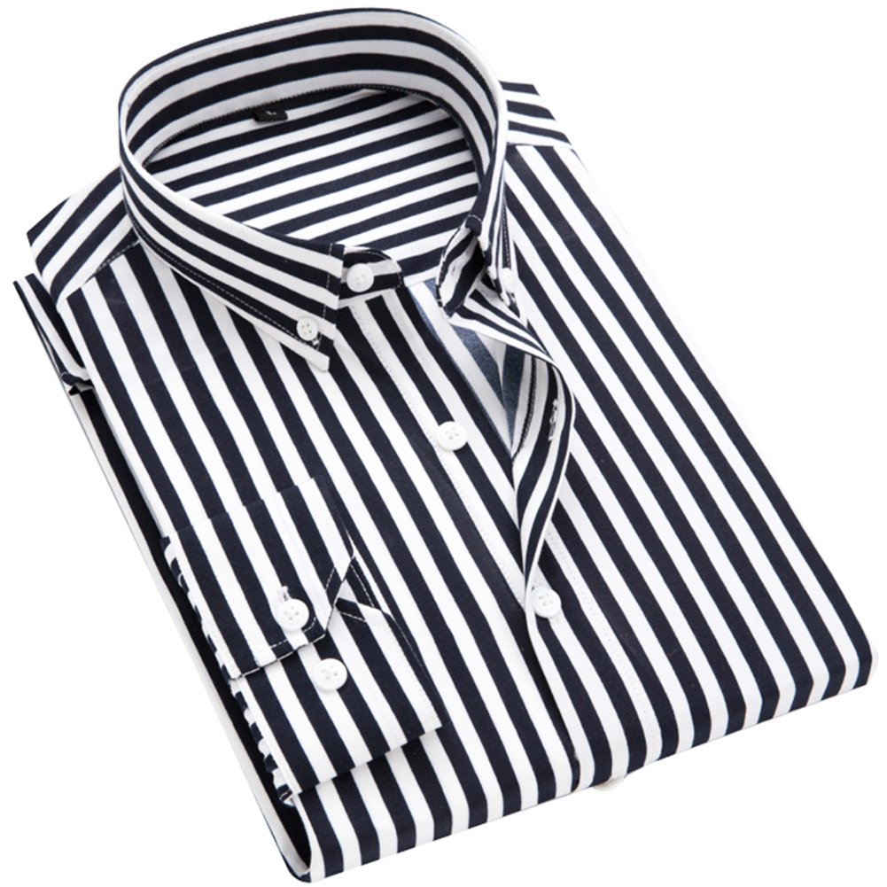 DOKKIA Women's Long Sleeve Vertical Striped Button Down Blouse - Professional Work Shirt & Casual Office Wear for Business Women