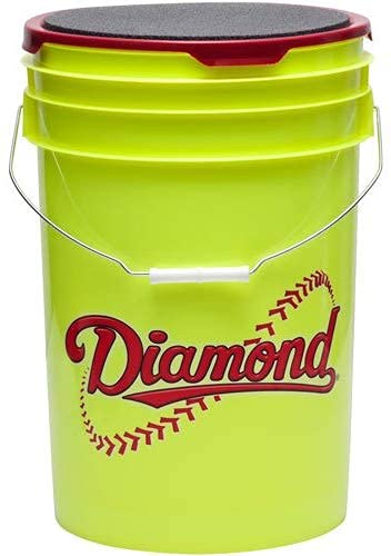 Premium Diamond Sports D-OB DOB Baseballs - 30 Official Game Balls in 6-Gallon Yellow Cushion Lid Bucket with Rods & Insulated Can Sleeve | Perfect for Baseball Practice, Training & Field Equipment Storage