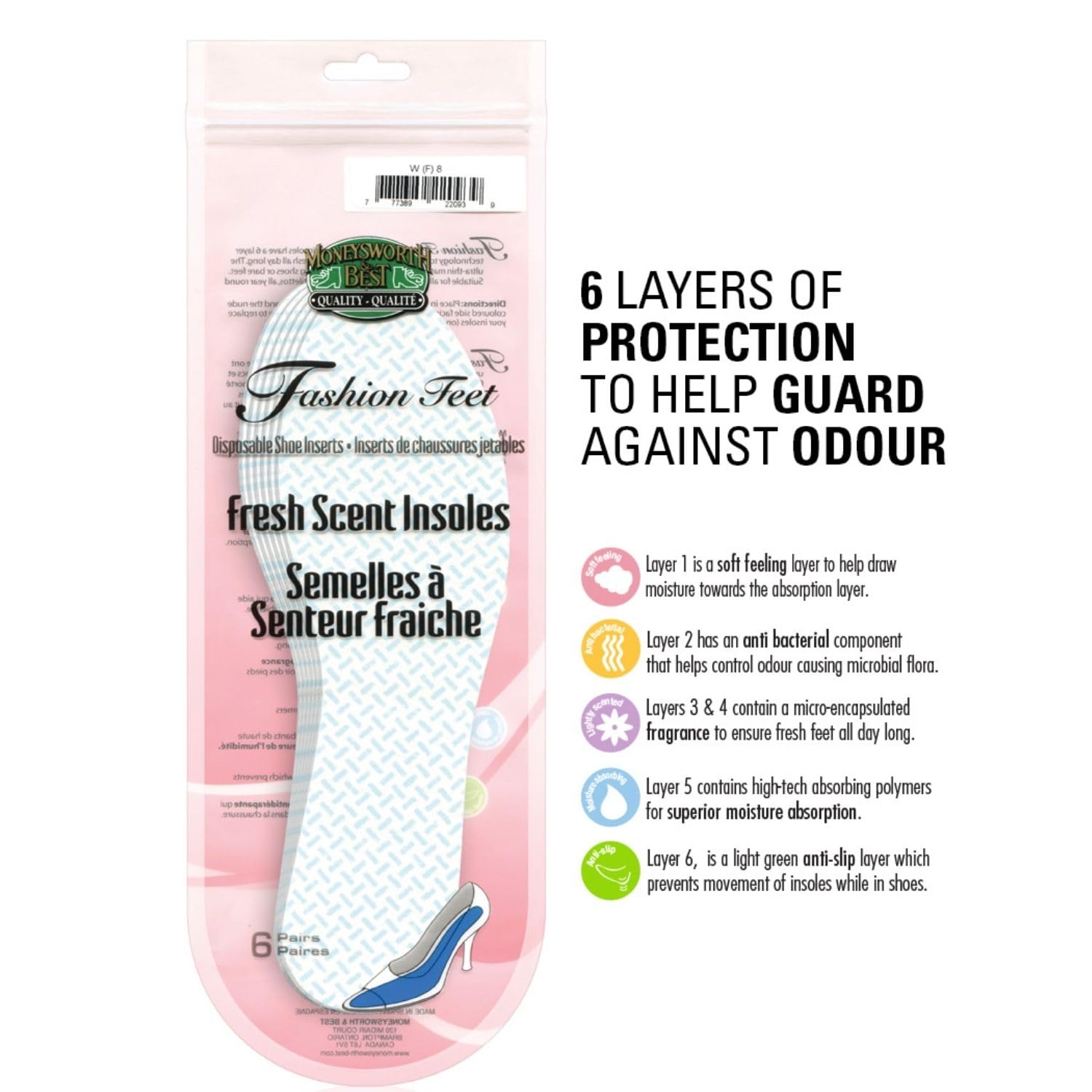 Best Women's Fresh Scent Shoe Insoles for Odor Control (Size 5-10) - Comfortable Foot Support for Work, Gym & Daily Wear