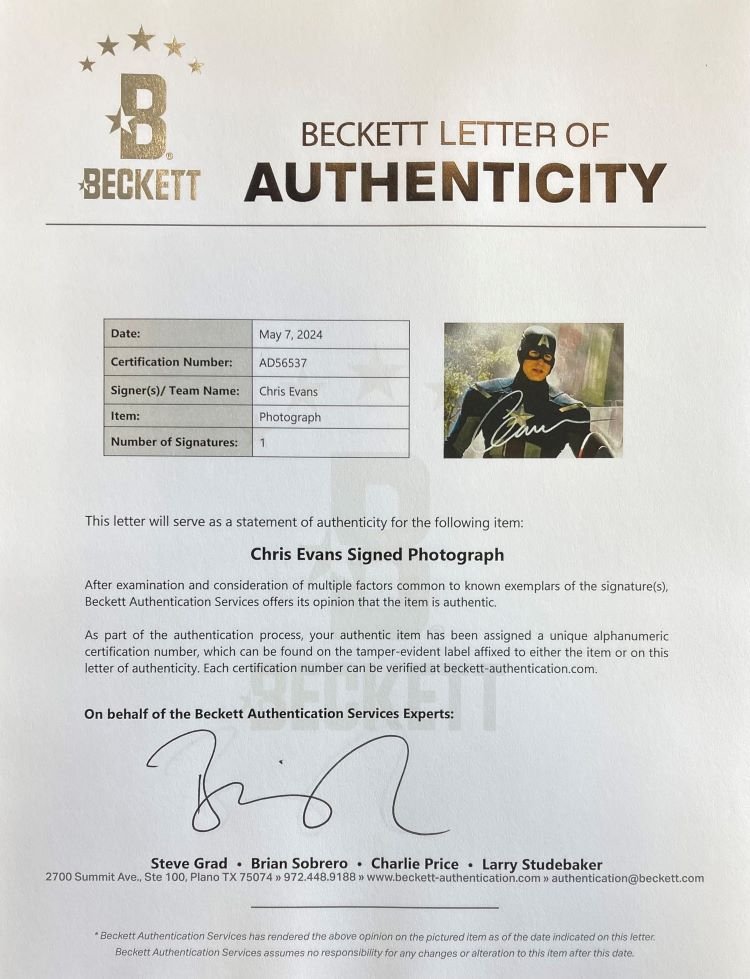 Chris Evans Autographed Captain America Kneeling Photo - 16x20 Framed with BAS COA - Perfect for Marvel Fans, Collectors & Home Theater Decor