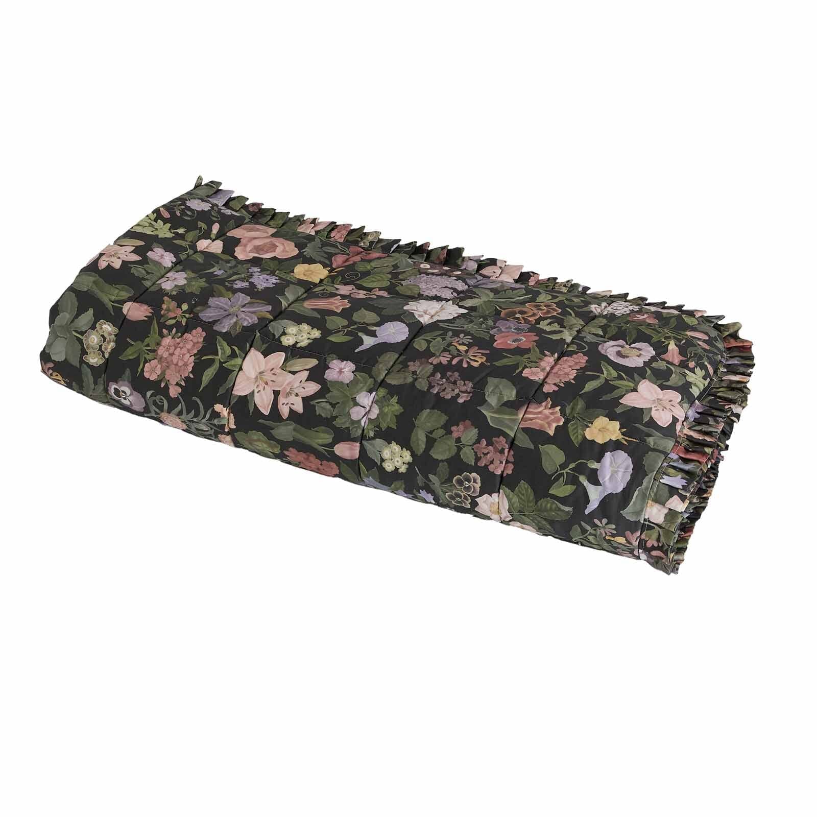 FLORALIA Cotton Sateen Quilt Set - Soft Luxury Bedding with Noir Black Design - Perfect for Master Bedroom, Guest Room & Cozy Home Decor