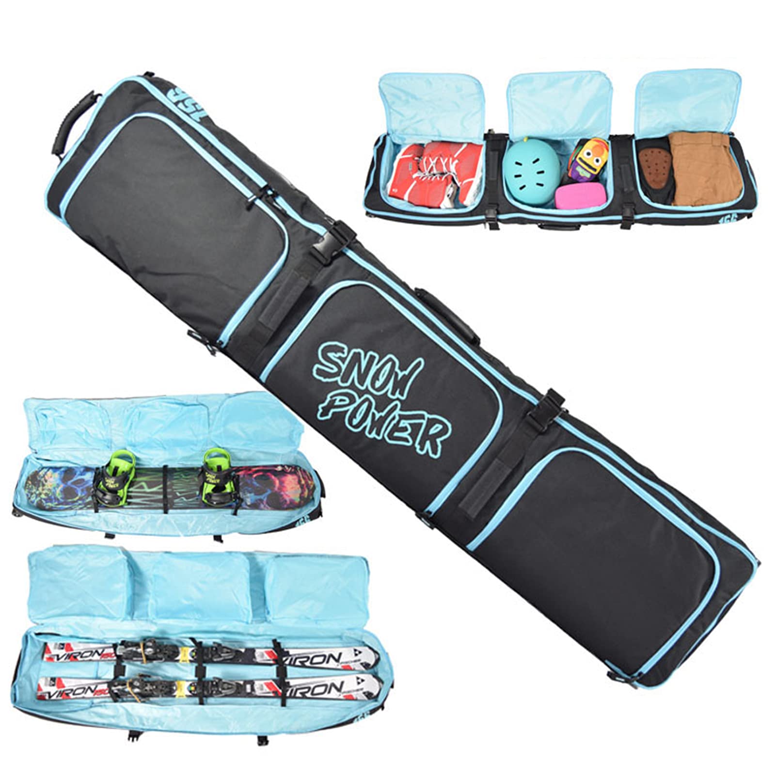 **ZXYWW Waterproof Padded Ski Bag with Wheels - Large Capacity Travel Ski & Snowboard Storage for 1-2 Pairs - Perfect for Air Travel, Snow Trips & Mountain Vacations**