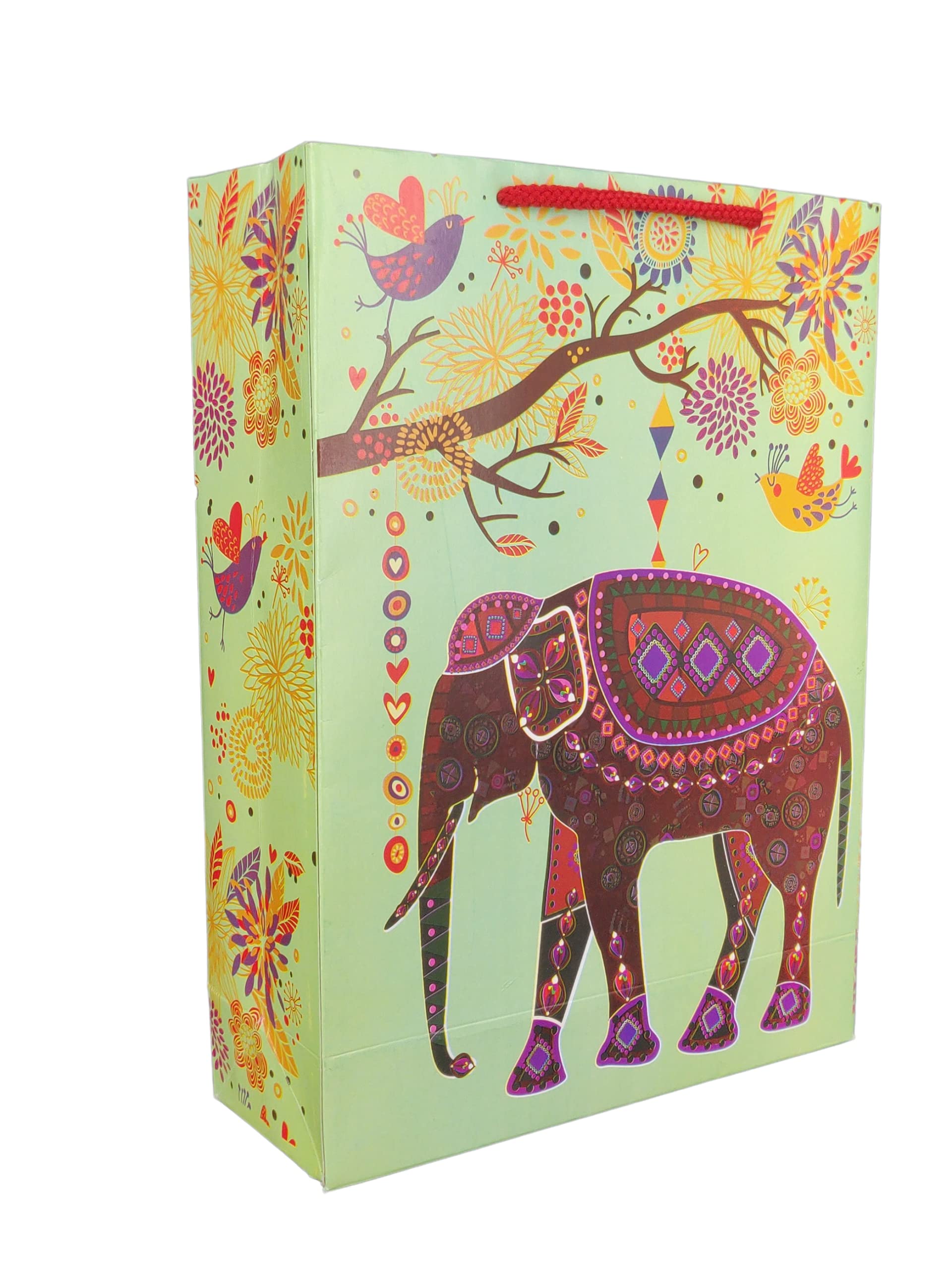 Premium Elephant Design Gift Bags - 10 Pack Colorful Paper Bags for Weddings, Birthdays, Holidays & Party Favors (28x20x7.5cm) - Perfect for Baby Showers, Bridal Gifts & Christmas Presents