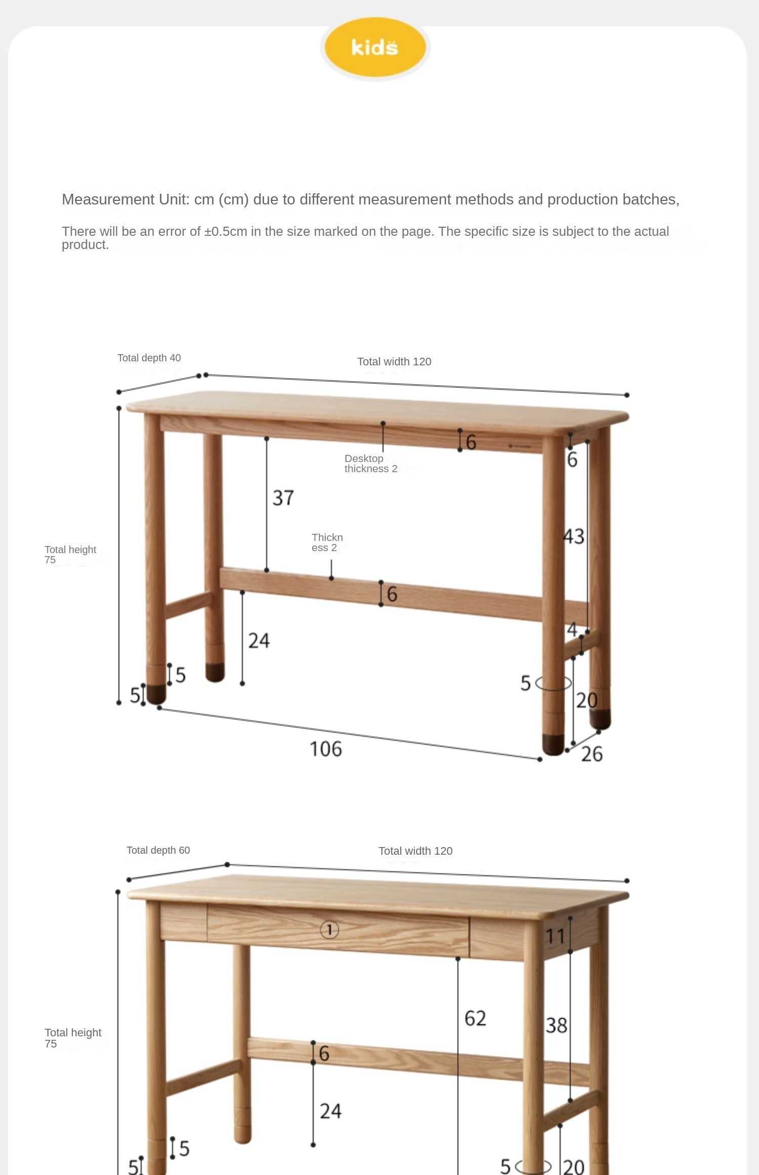 Solid Oak Wood Adjustable Height Study Desk - Narrow L-Shaped Home Office Desk for Small Spaces | Perfect for Remote Work, Online Classes & Crafting