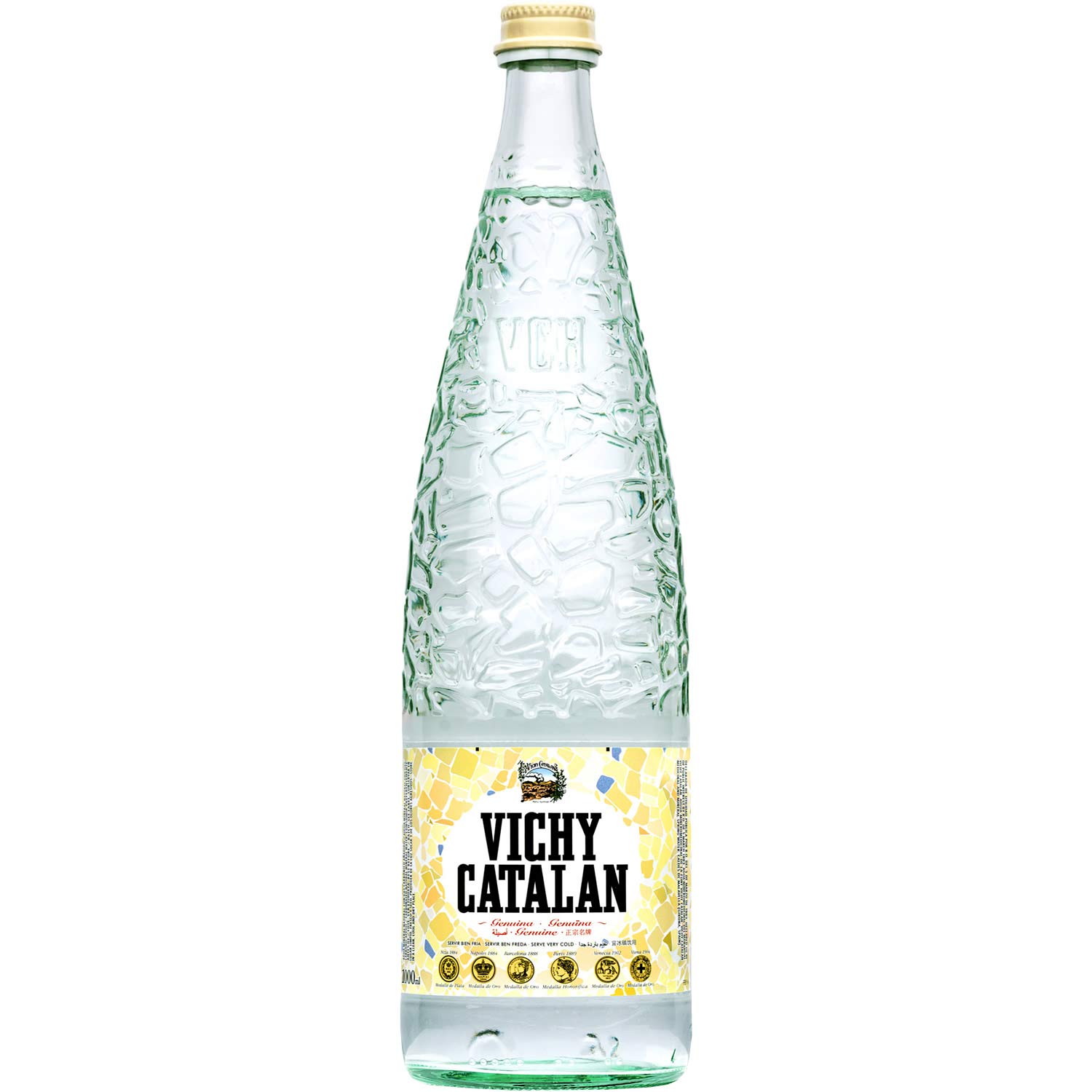 Vichy Catalan Sparkling Mineral Water - 12 Glass Bottles (1 Liter Each) - Premium Natural Mineral Water for Hydration & Refreshment - Perfect for Parties, Dining & Healthy Lifestyle