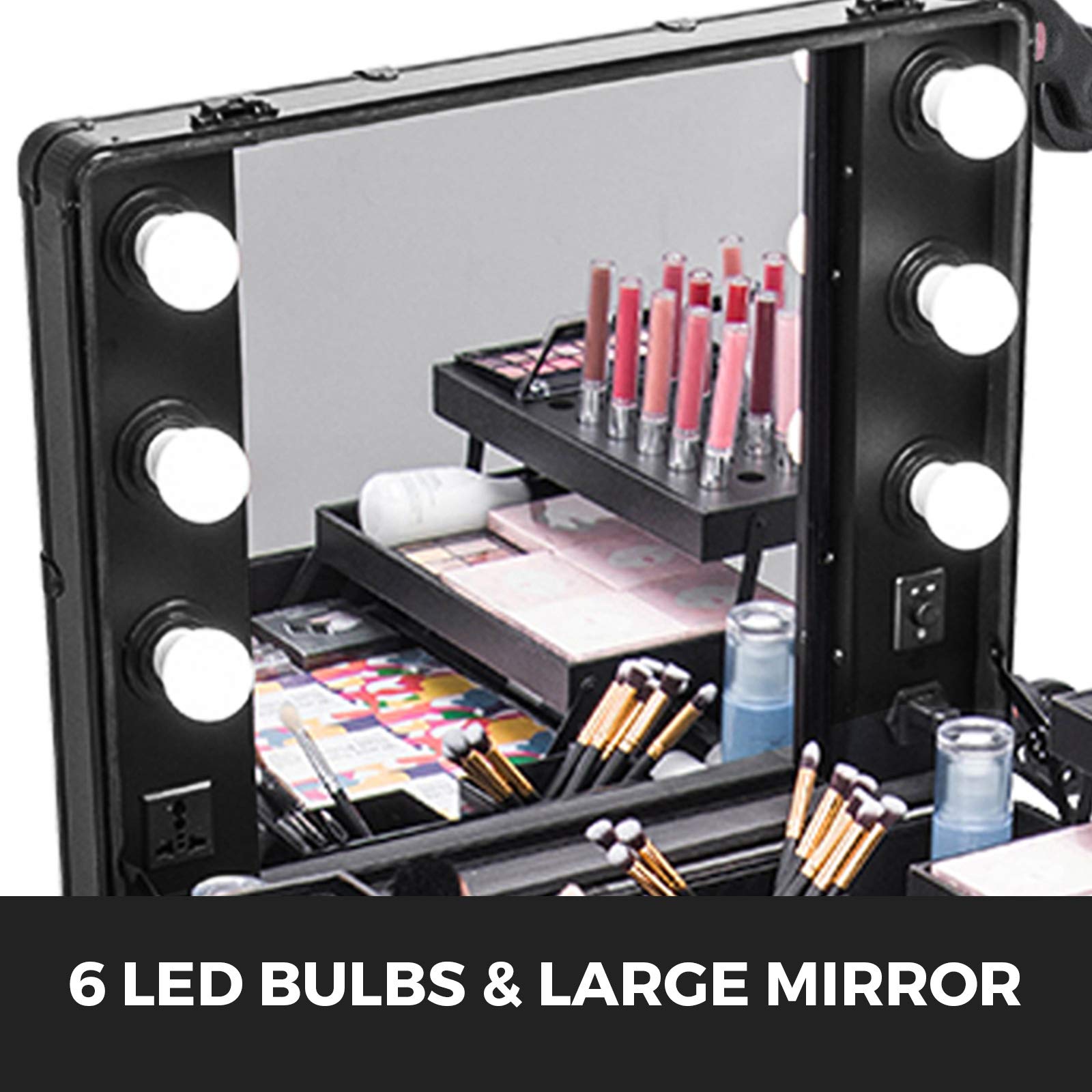BuoQua Makeup Station with 6 Lights & Adjustable Legs - 28x21x54