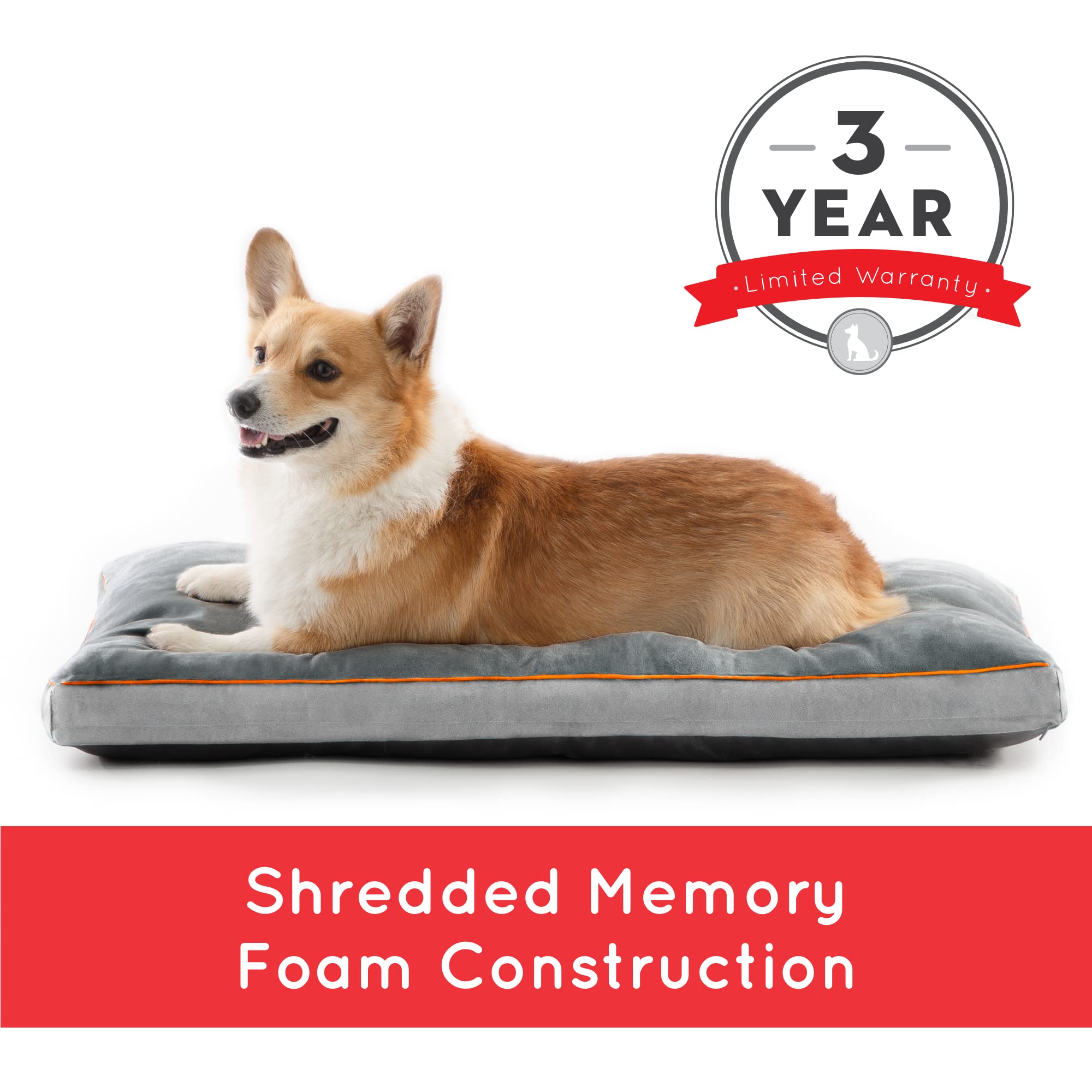 Orthopedic Memory Foam Dog Bed with Removable Washable Cover - Waterproof Pet Bed for Large Medium Small Dogs - Perfect for Crates, Kennels & Home Use